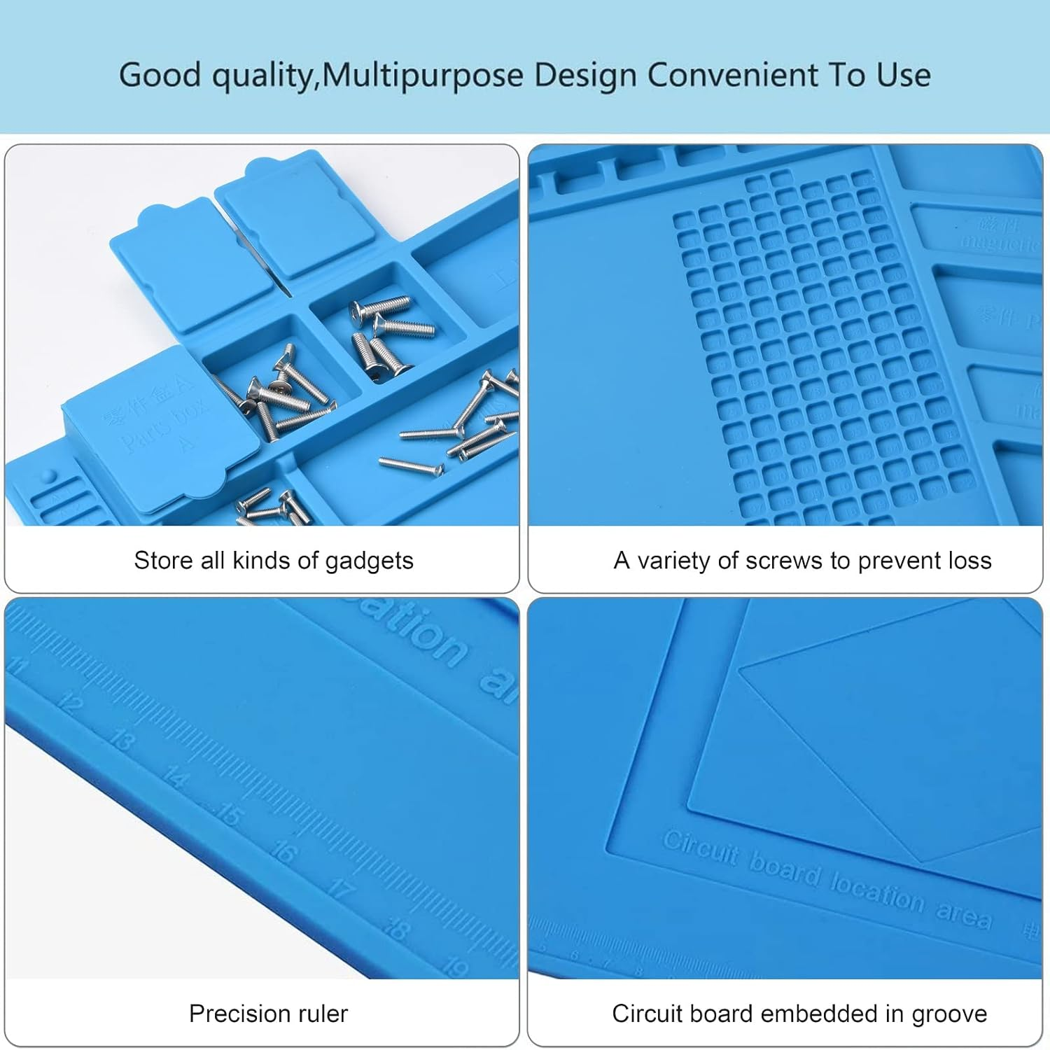 Anti-Static Soldering Mat Preciva 500℃ Heat-Resistant Magnetic Multi-Purpose Work Station Pad for Soldering Brazing Phone Watch Repair (40 X 30 Cm)