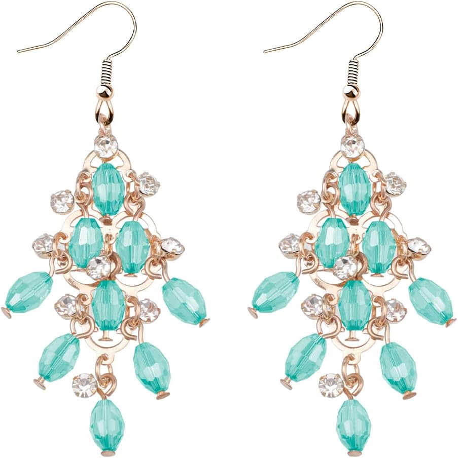 Hofar New Year Earrings Bohemia Vintage Dangle Earrings Boho Retro Rhinestone Drop Earrings Gift for Women