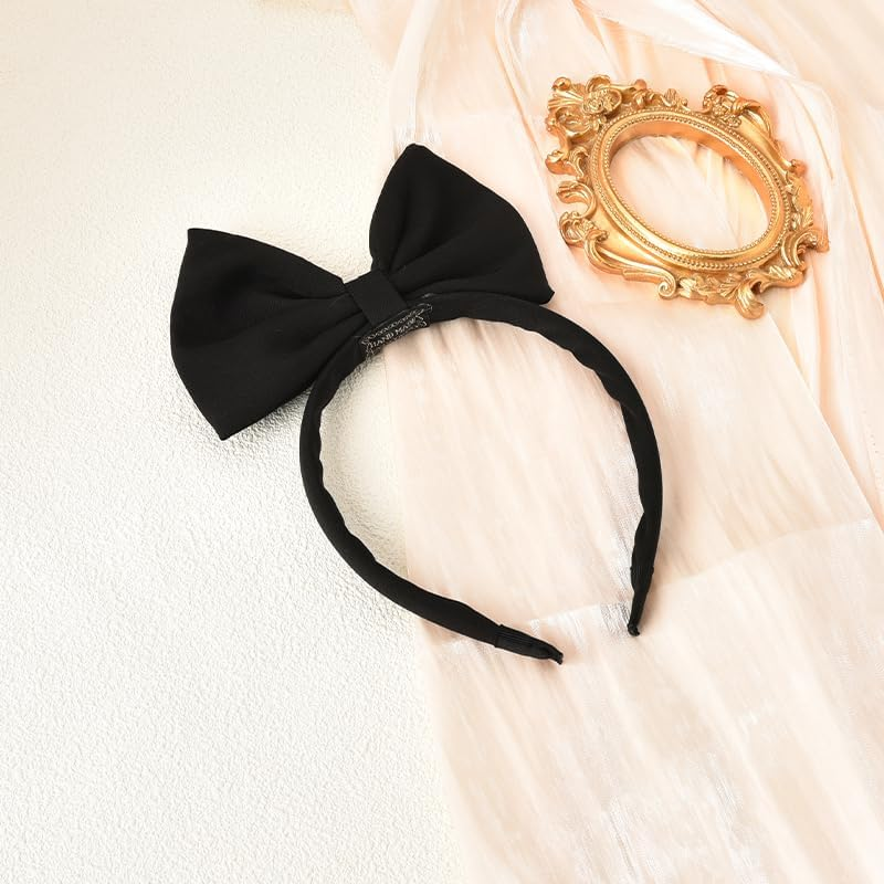Black Hair Bow Bowknot Headbands for Women Girls Big Bow Headband Head Bands with Bow Hair Bands for Women'S Hair Non Slip Cosplay Headband Birthday Christmas Party Hair Accessories for Women image number 3