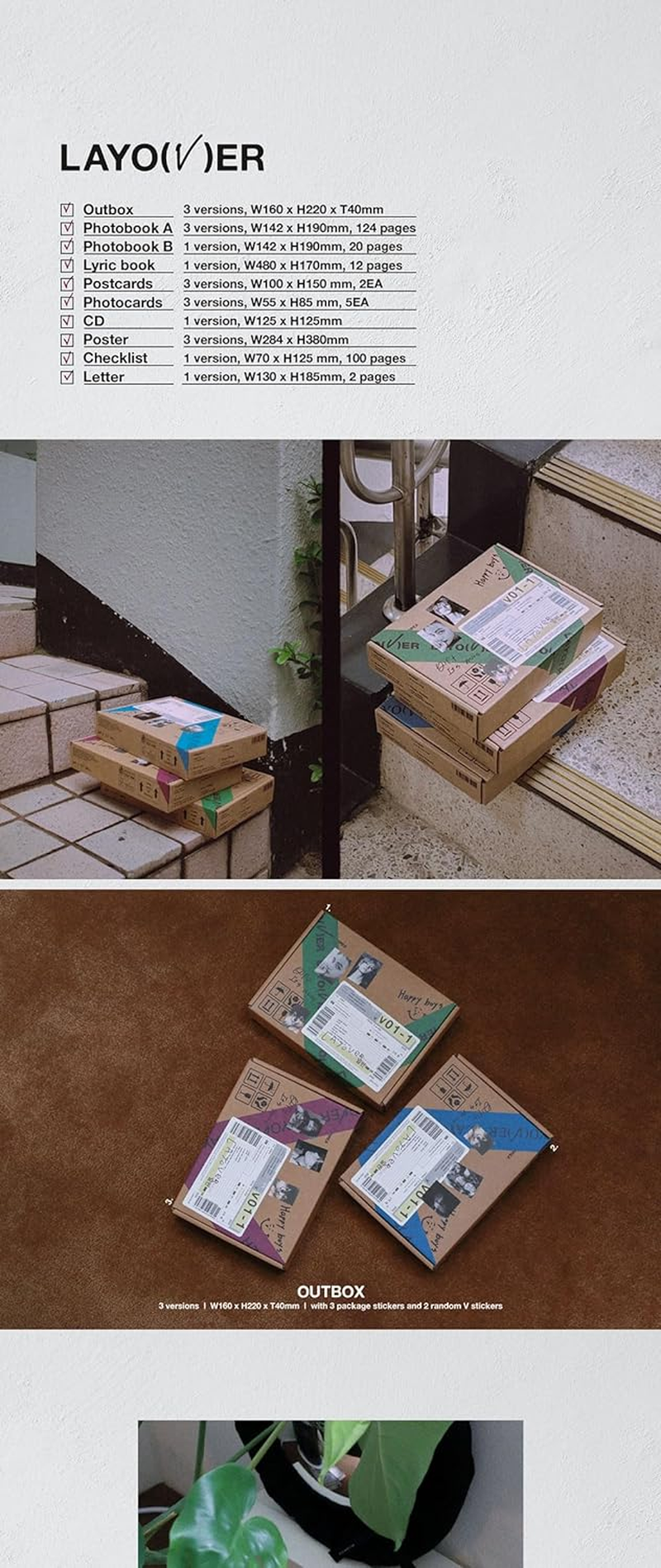 BTS V Layover 1St Solo Album Out Box+Contents+Photobook+Lyric Book+Photocard+Etc+Tracking Sealed Bangtan (Standard Random) - Standard Version.2 image number 5