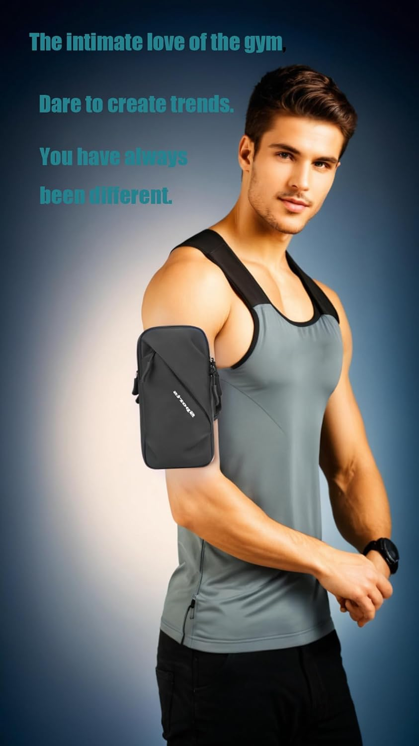 Universal Phone Armband for Running and Workouts, Adjustable Cell Phone Holder for Exercise, Gym, Walking, Black image number 1