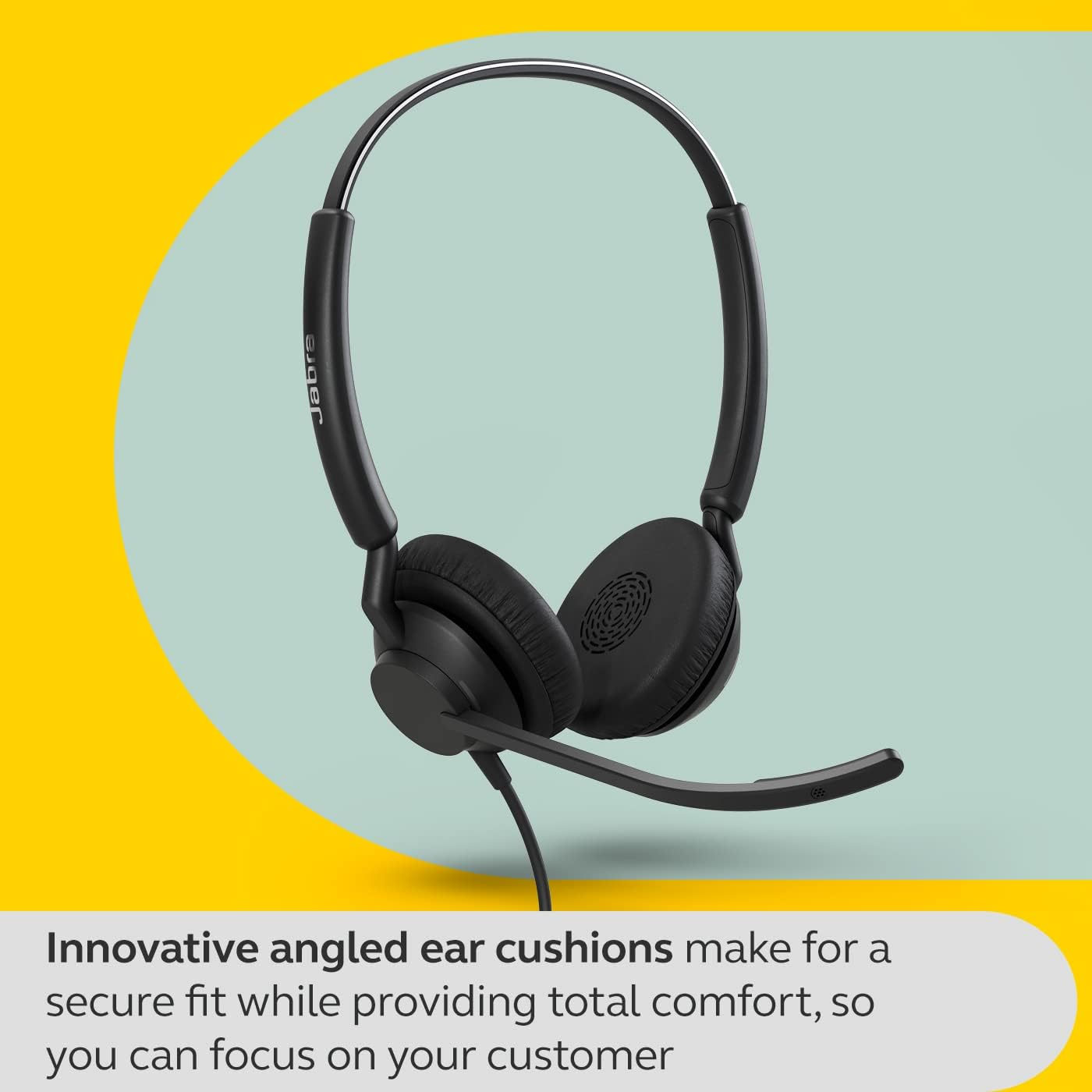 Jabra Engage 40 Wired Headset - 2 World Class Microphones with Active Noise Cancelling - Ultra Light Weight 63G - Teams & Open Office - on Ear Headphones with Mic - Real Time Insights - Balancedvoice image number 4