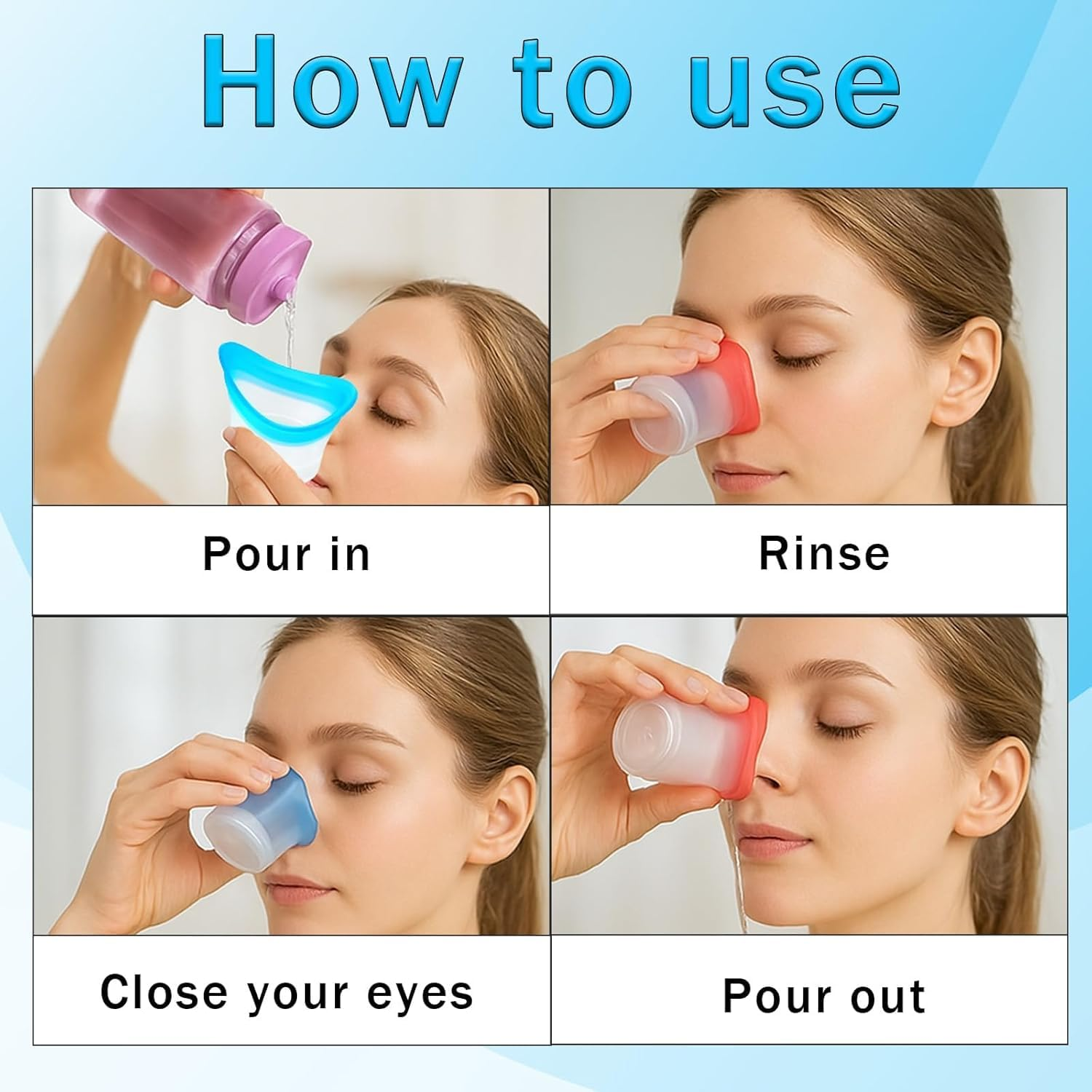 Eye Wash Cup Eye Wash Cleaner Kit, 4Pcs Silicone Eyes Cleaning Reusable Eyewash Cleaner Cups Portable Eyes Rinse Cup for Quick Relief Tired Eyes Dust Cleaning image number 1