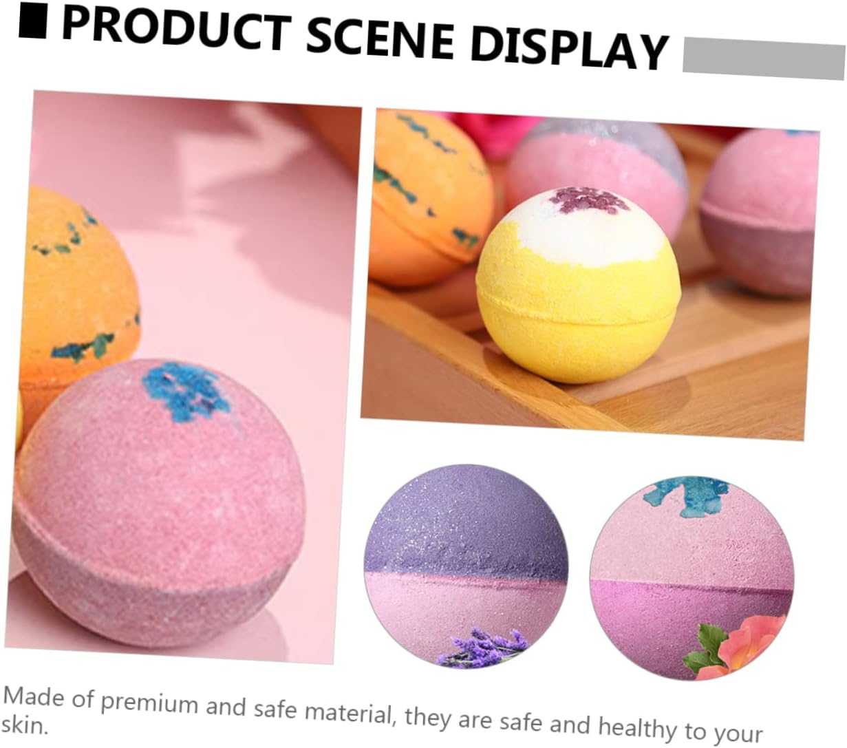 6Pcs Boys and Girls Bubble Natural Bath Salt Balls Adorable Two-Tone Spa Balls image number 5