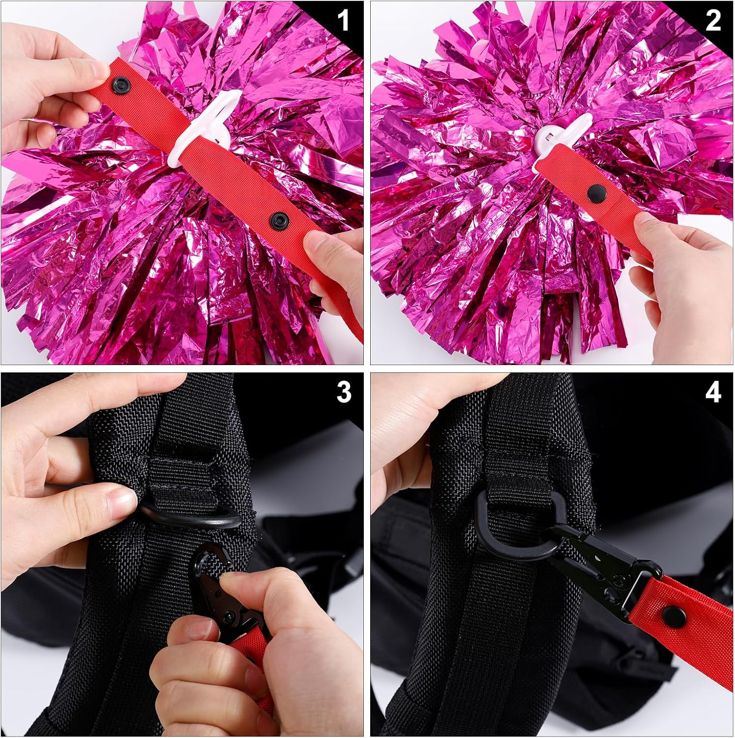 Gosknor Cheer Bow Holder, 19 Inch Cheerleader Pom Pom Holder Red Pom Holder for Cheerleading Pom Poms Cheerleading Accessories (Without Poms) image number 5