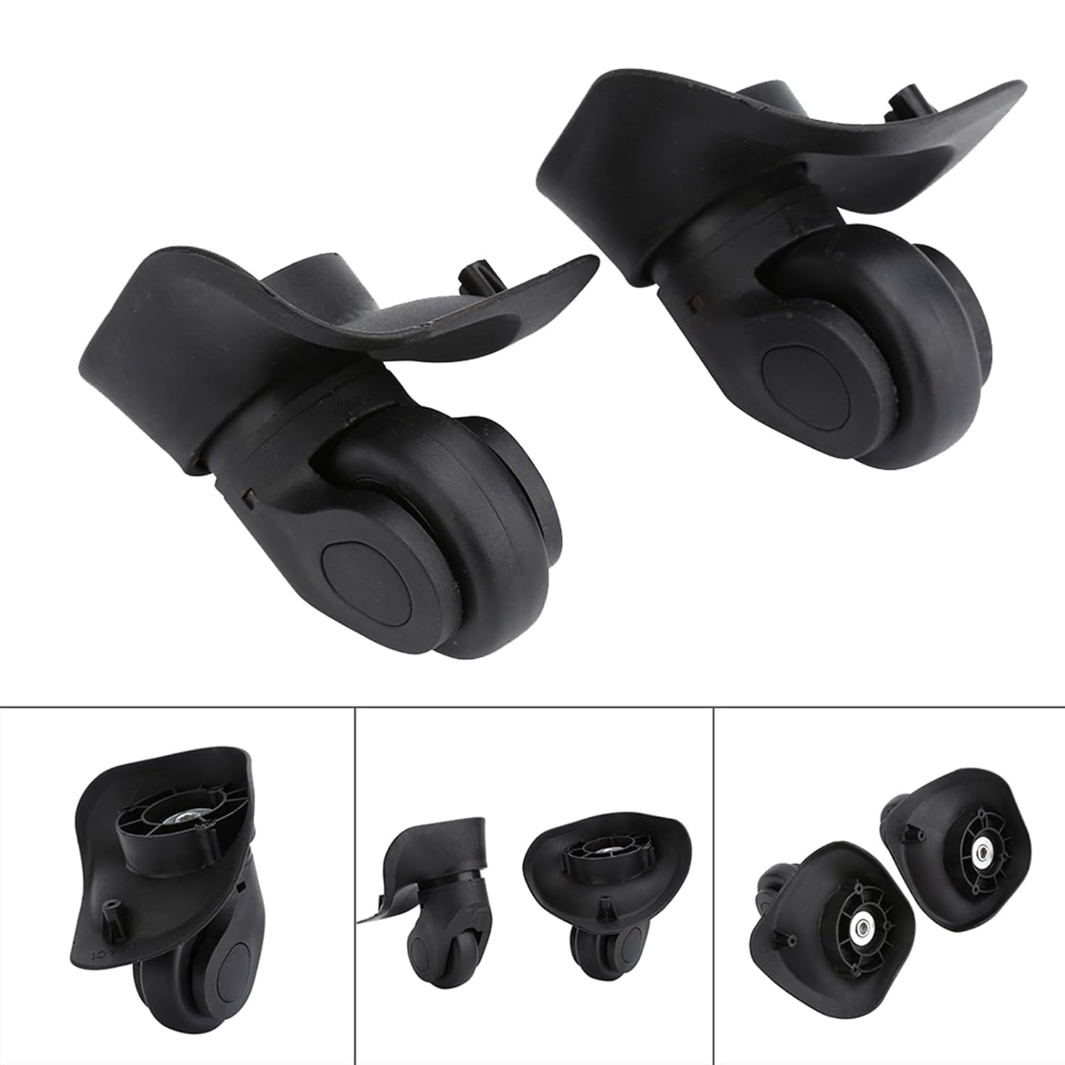 Luggage Wheels, 2Pcs/Set PVC Universal Luggage Wheels Replacement Single Roller, Wheels Black Silent Stemless Caster for Travel Customs Box Luggage Wheels Replacement Suitcase Accessory image number 5