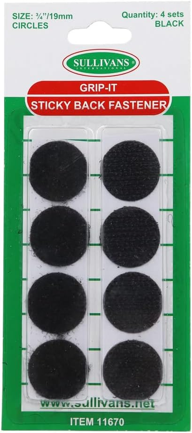 Sullivans Stick-On Hook and Loop Dots, 19 Mm Size, Black image number 1