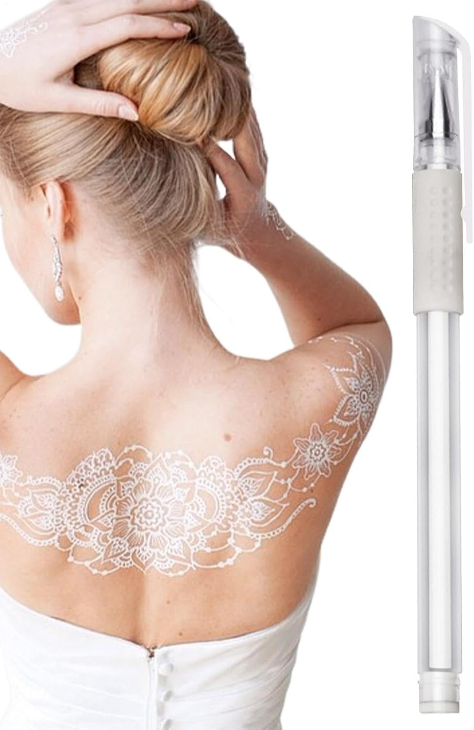 5Pcs Skin Marker Pen,Tattoo Pens for Skin, Artists Marking Pen, White Marker Pen, Tattoo Stencil Pen, Temporary Tattoo Pen, Washable Scribe Pen, Cosmetic Tattoo Pen for Arms, Skin, Eyebrow image number 6