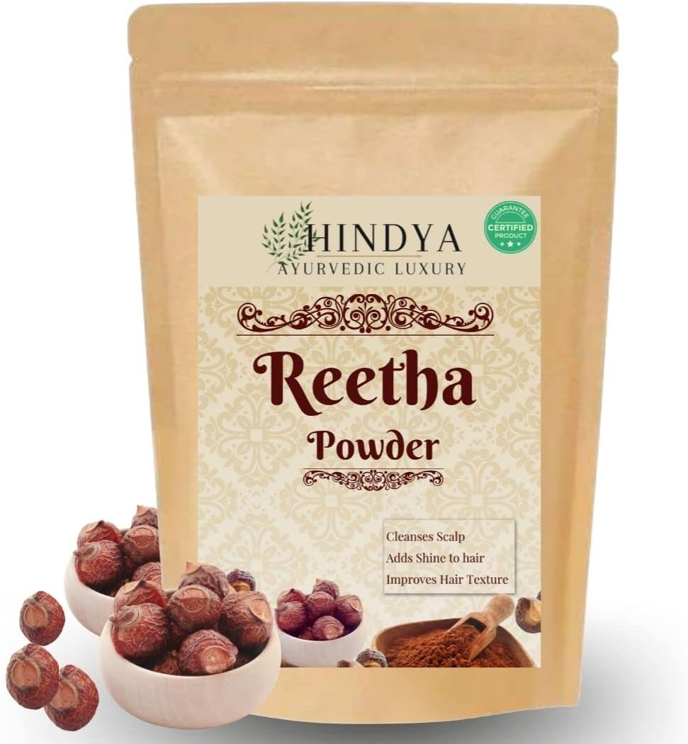 Hindya Ayurvedic Luxury Amla Reetha Shikakai, Bhringraj and Hibiscus Powder for Hair (Pack of 5, 50G Each, Total 250G Pack) image number 2
