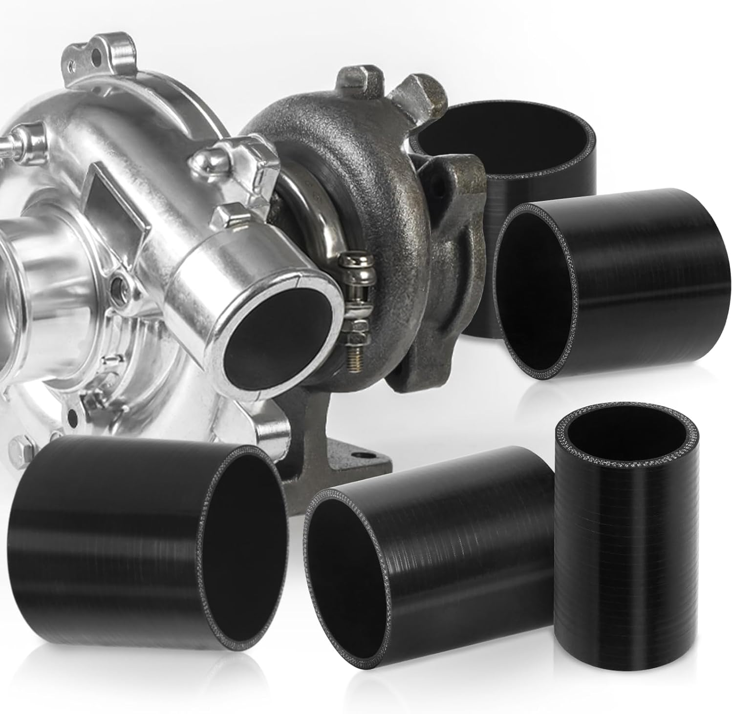 Glarks 7Pcs 90 Degree Elbow Coupler Silicone Hose Set Includes 1Pcs ID 4In 4-Ply High Performance Coupler Silicone Hose 2Pcs 4.2-4.5In T-Bolt Clamp 4Pcs M6 Hex Nut image number 6