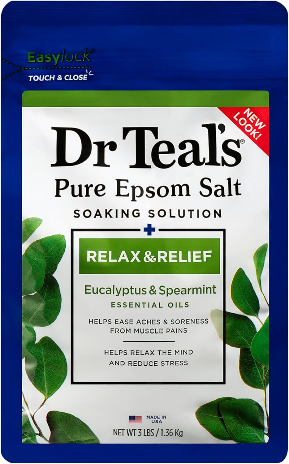 Dr Teal'S Eucalyptus and Spearmint Pure Epsom Salt Soaking Solution, 1.36 Kg (Pack of 2) image number 5