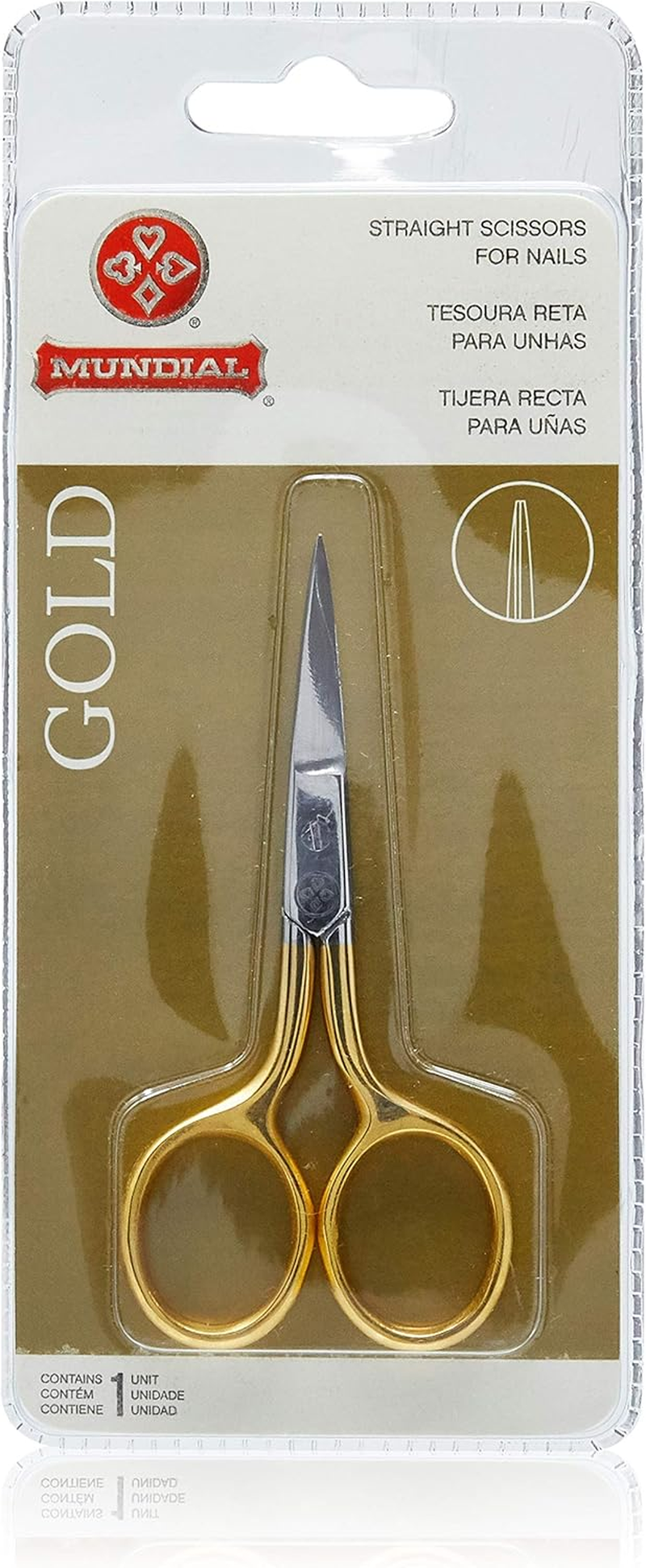 Mundial Gold Straight Nail Scissors 9 Cm S/A Silver/Gold