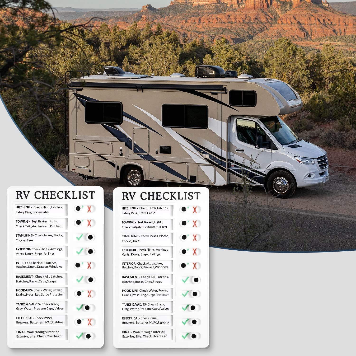 RV Checklist Memo Board,2Pcs Chore Chart Memo Boards,Detachable Message Board,Portable Memo Board,Chore Chart Detachable and Reusable Memo Note Board,Plastic Checklist Board with 5Pcs Blank Cards image number 3