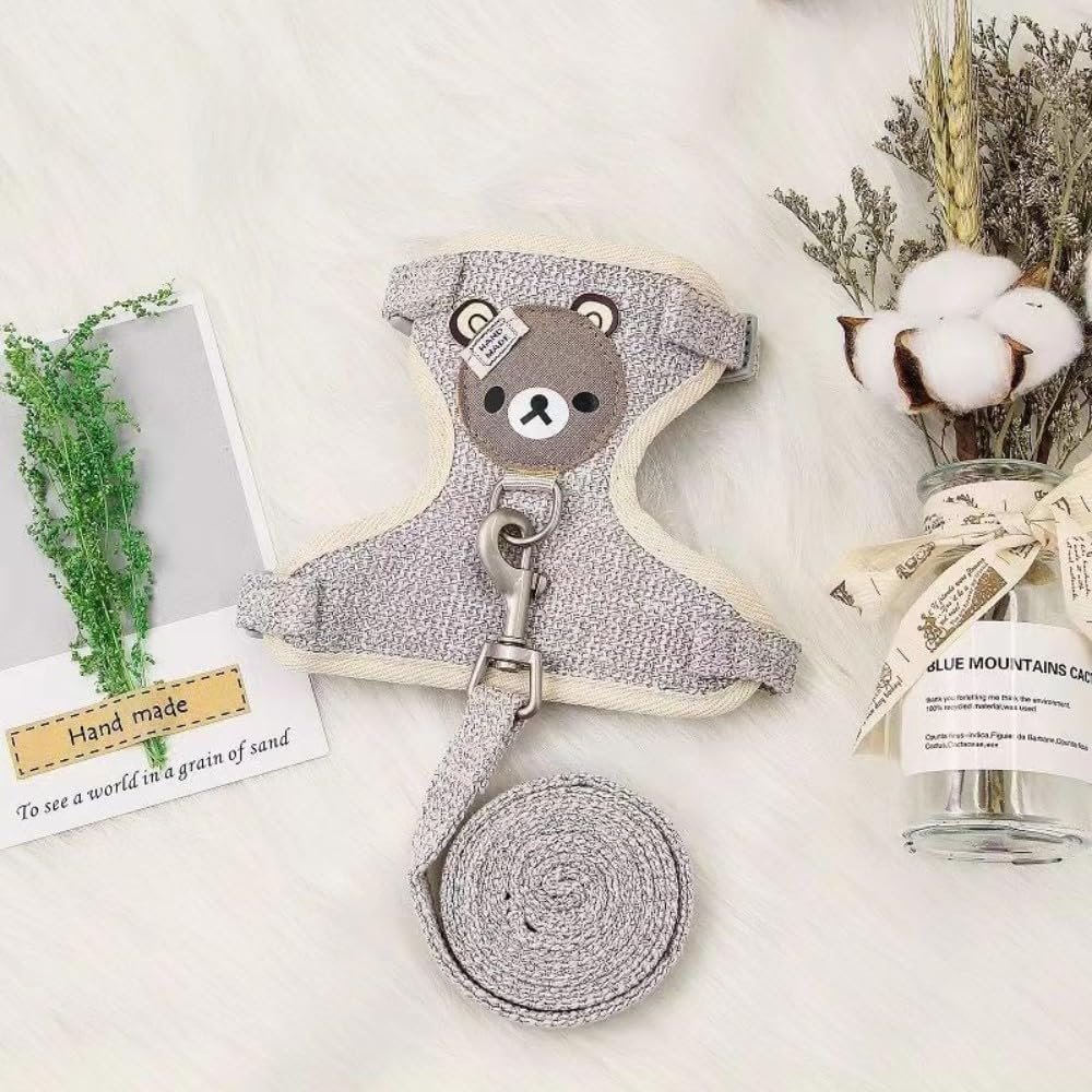 Norhogo Rabbit Harness, Adjustable Rabbit Lead, Rabbit Harness Accessories for Rabbits, Cats, Small Animals, 27-35 Cm, 1.20 M (S, Grey) image number 3