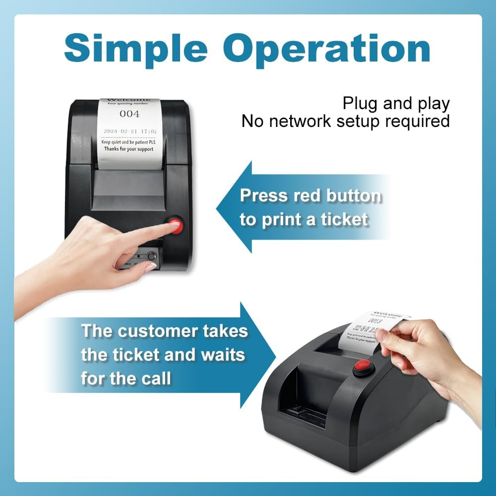 Ticket Dispenser Take a Number 57Mm Receipt Ticket Thermal Printer for Queue Can Edit Print Text via PC Show 3-Digits Waiting Number for Haunted House image number 6