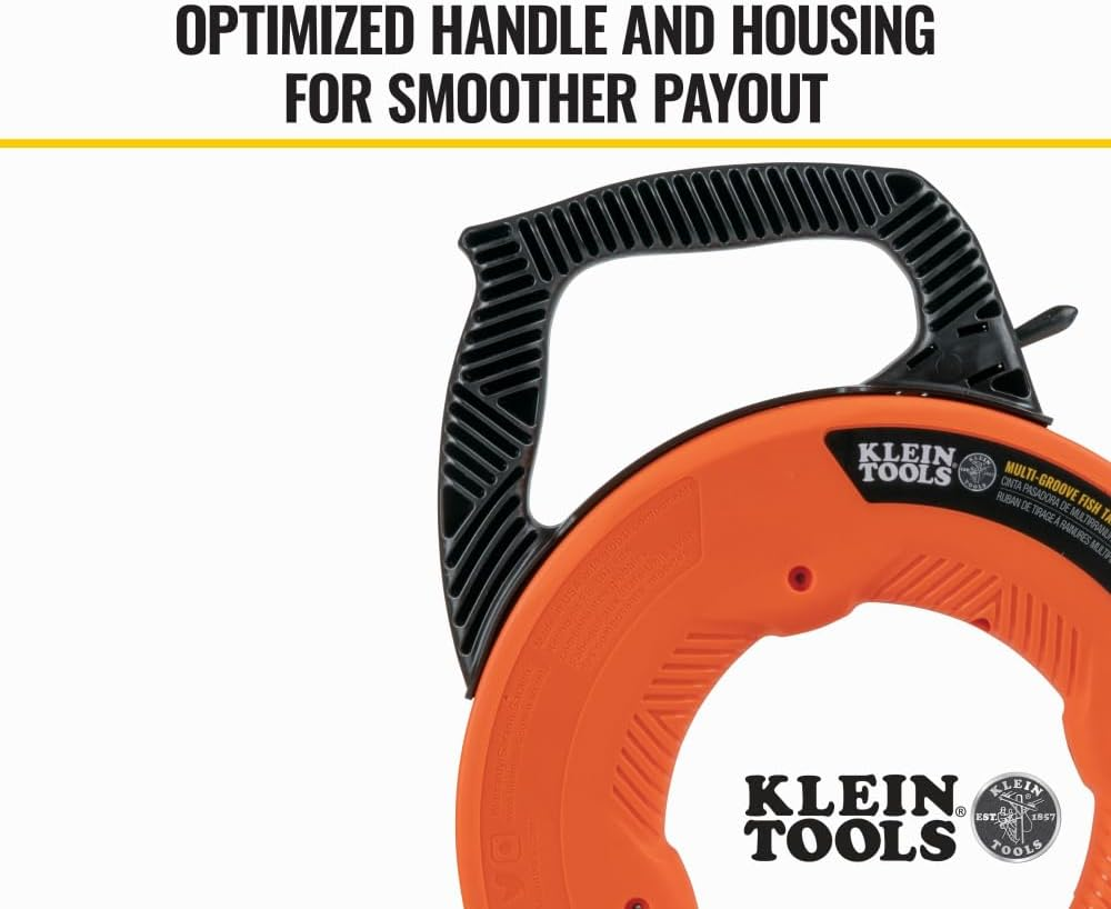 Klein Tools A-56382 Multi-Groove Fiberglass Fish Tape with Nylon Tip, 50-Foot image number 1