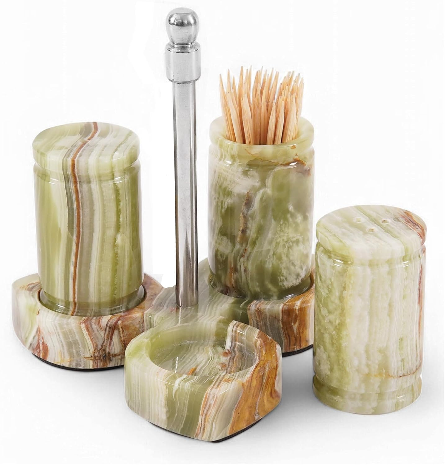 Verona Marble Salt & Pepper Shaker Set with Tray