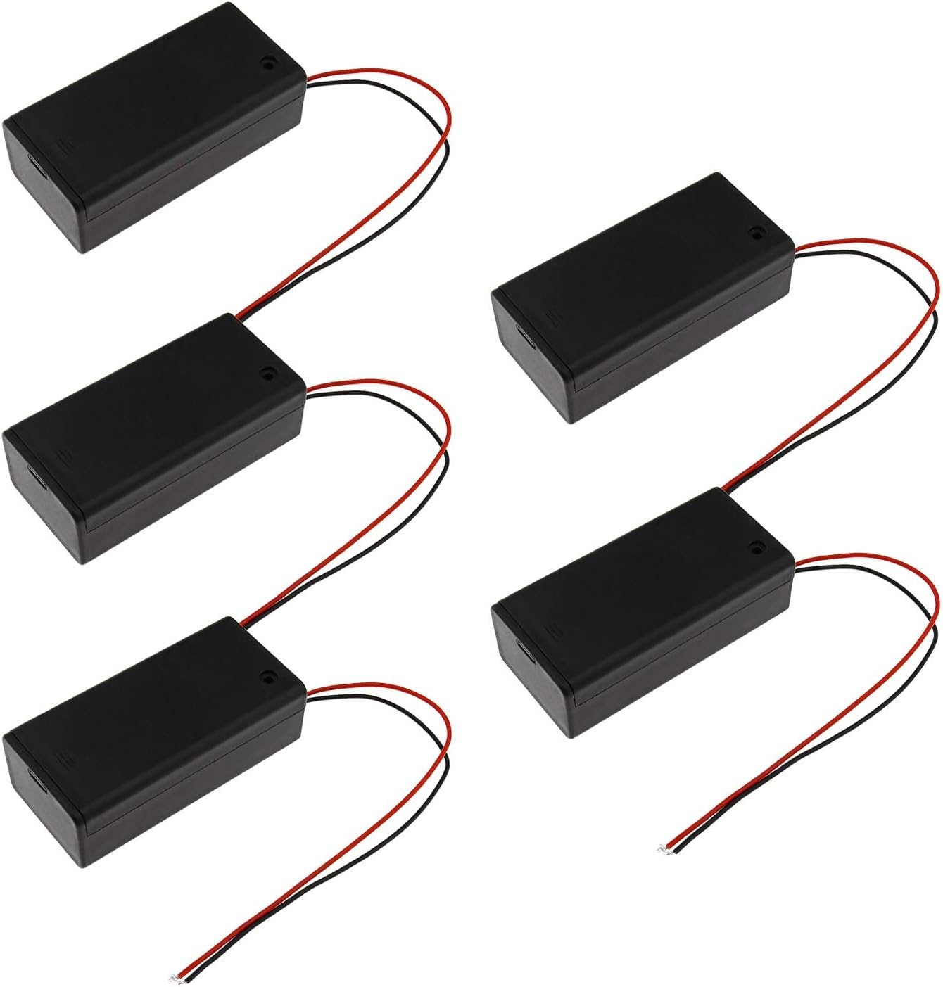 Emsea 9V PP3 Battery Storage Holder Case with On/Off Switch Cover Black Plastic & 1007# 26AWG Wire for 6F22 Battery 5 Pcs image number 5