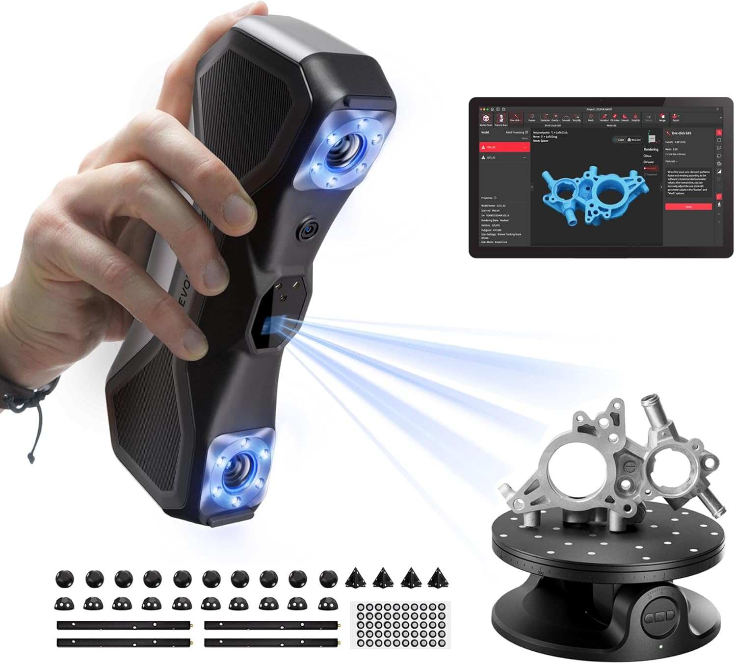 Revopoint Metrox 3D Scanner for 3D Printing, Handheld 3D Printer Scanner Metrology-Grade Precision 0.01Mm, Blue Laser&Structured Light, for Metal Dark Object Scanning, Support Windows Macos, Advanced image number 6