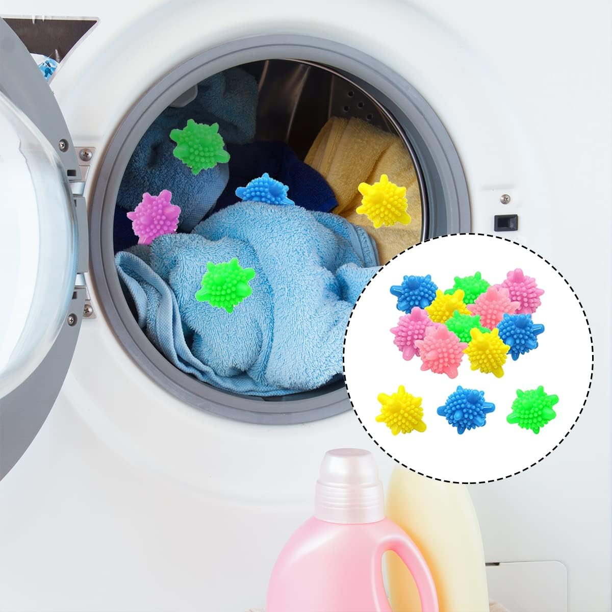 Laundry Balls, 16 PCS Color Reusable Washing Machine Balls for Clean Clothes (4.5Cm/1.77In) image number 1