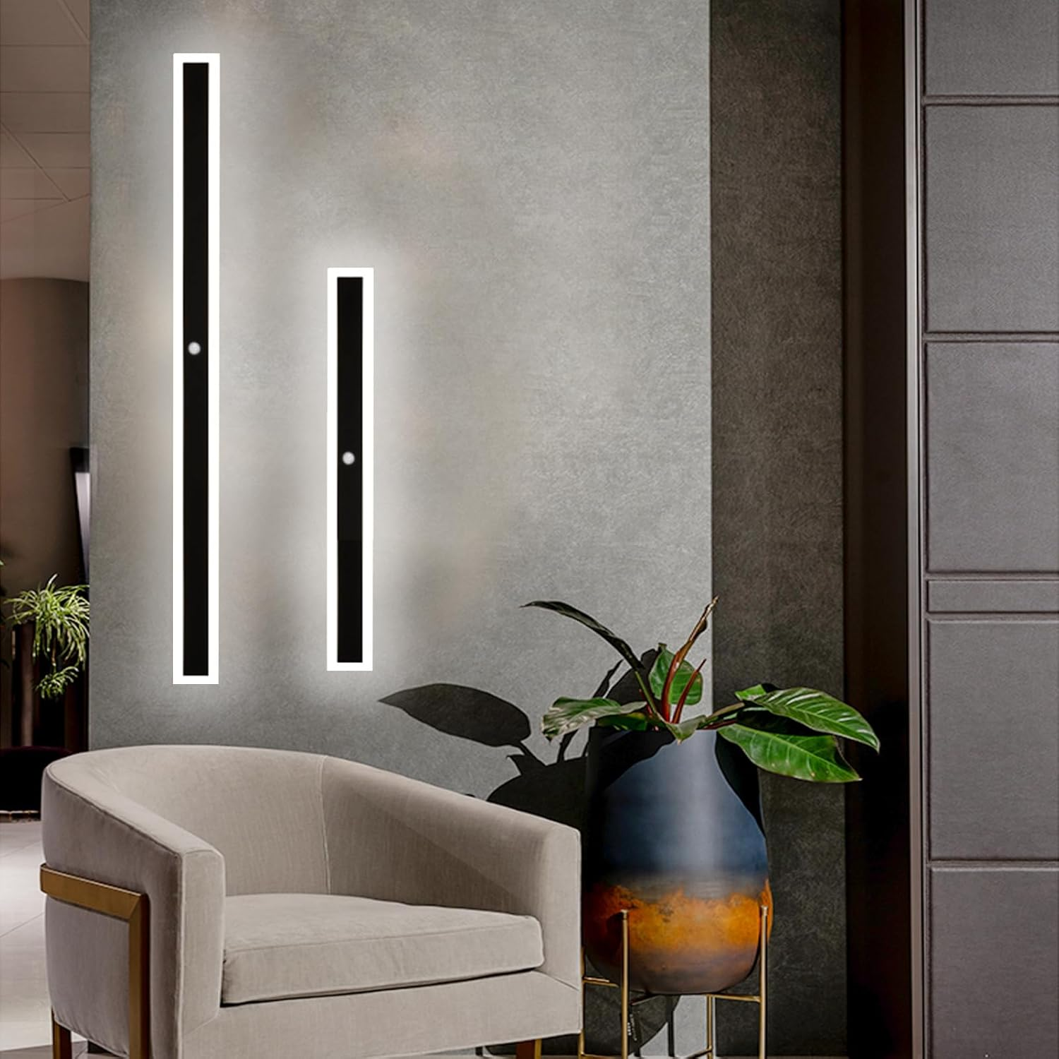 Outdoor Garden Wall Light with Motion Sensor Wall Lamp Indoor Black LED Long Wall Sconce Exterior IP67 Waterproof Modern Warm White Light outside Porch Balcony Garage (180Cm,White Light) XXZ image number 1