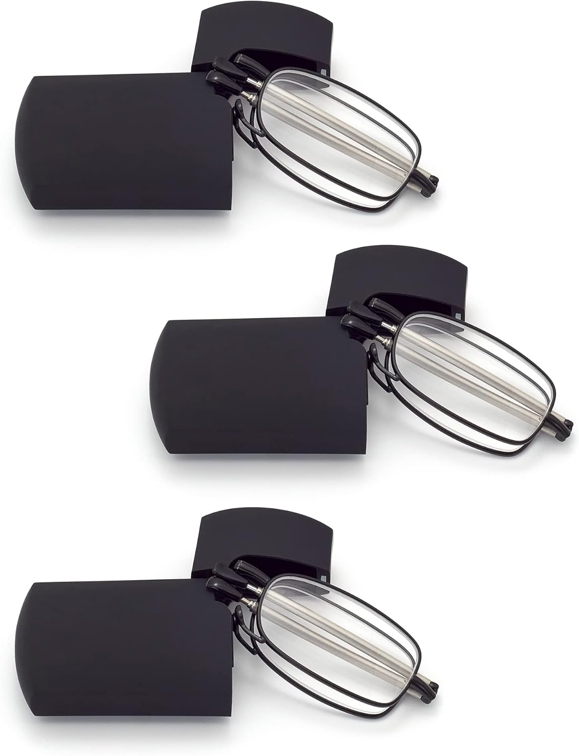 HIGHLIKE Hard Cases Folding Reading Glasses, Pocket Wallet Purse Compact Spring Hinge Readers, Transparent Clear Lens