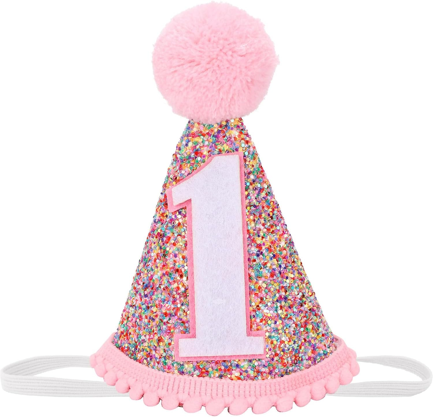 Eoopoon Rainbow Cone Birthday Hat, Glitter Birthday Hat, Perfect Birthday Party Decoration for Boys and Girls