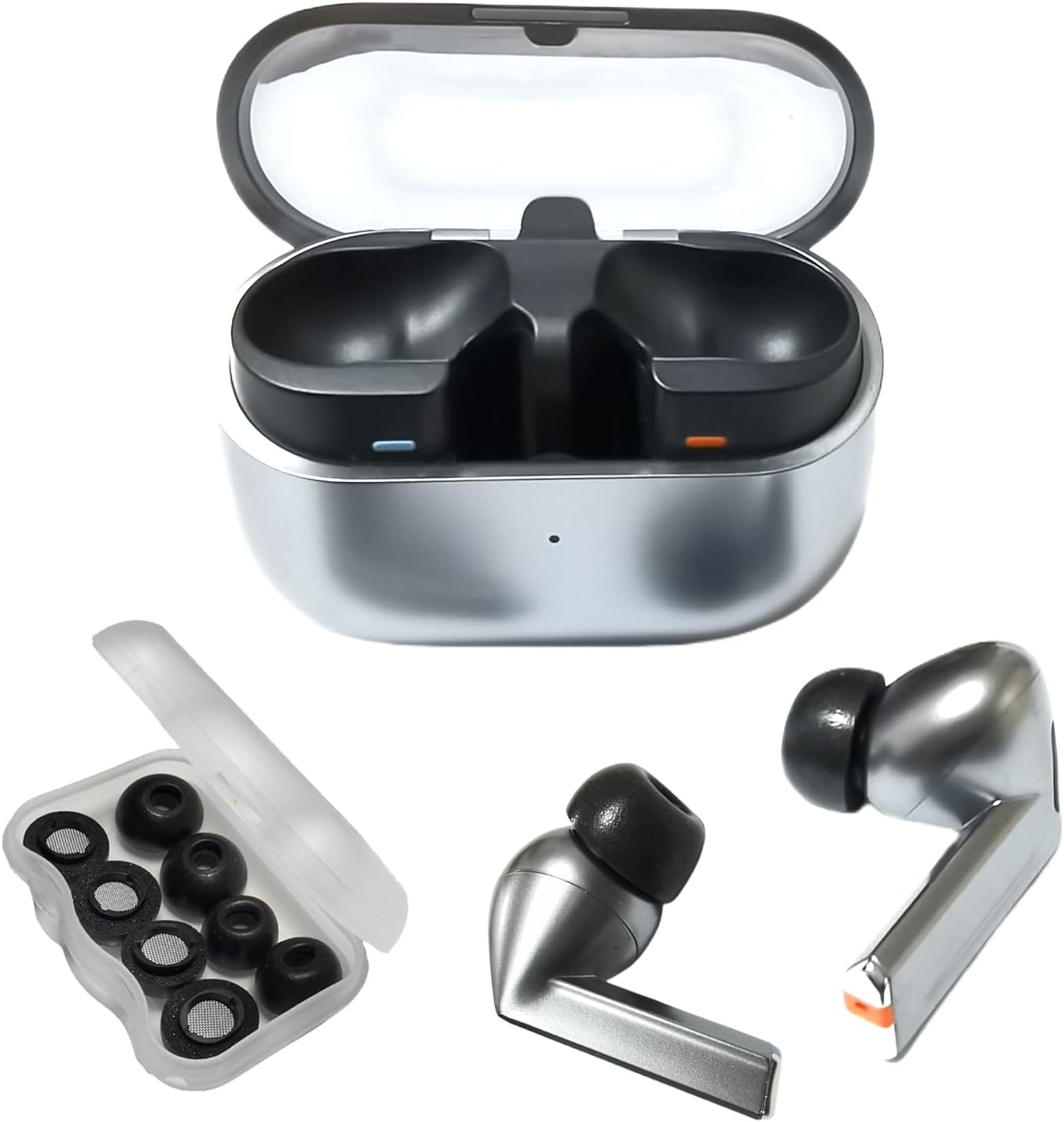 4 Pairs L/M/S/XS Memory Foam Tips for Samsung Galaxy Buds3 Pro Ear Tips Replacement Earbuds Tips for Galaxy Buds 3 Pro Earbud Fit in Case Black