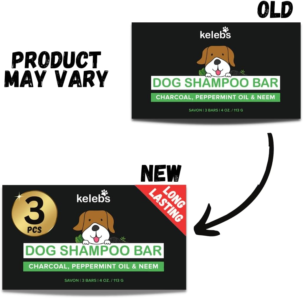 KELEBS Sensitive Dog Shampoo | Grooming Dog | Dog Shampoo Puppies | Soothing Natural Dog Shampoo Soap Pieces | with Lavender Oil & Oatmeal | Vegan | Pack of 3 (Charcoal) image number 4