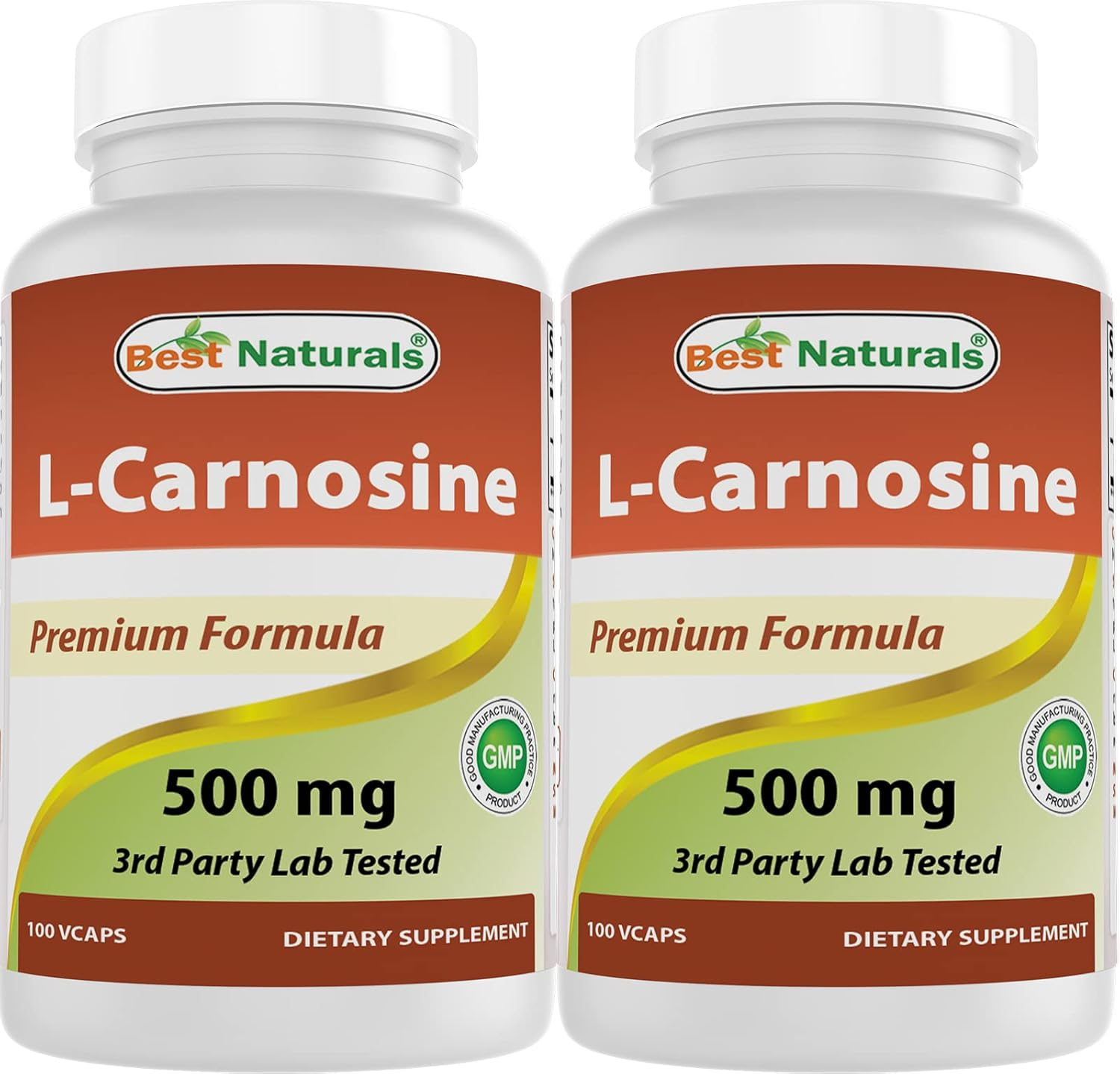 Best Naturals L-Carnosine 500 Mg 100 Vcaps (100 Count (Pack of 2)) image number 1
