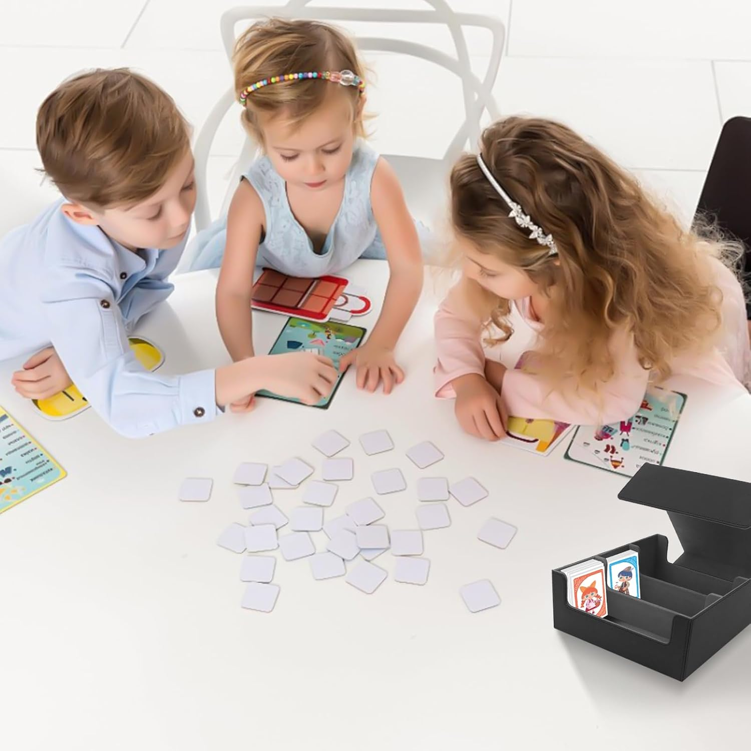 ZEMBSOYA Card Storage Box for Trading Cards, 1800+ PU Leather Collectible Card Deck Storage Case, Magnetic Closure Card Holder Fits for Magic Game Cards (Black)