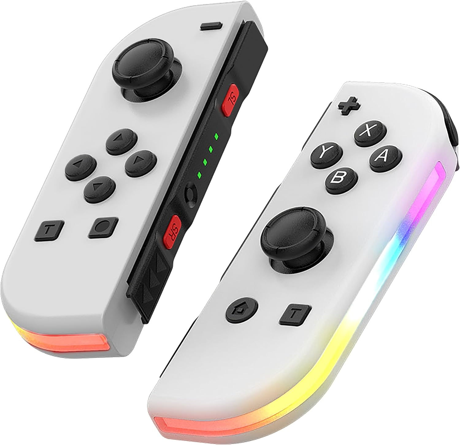 Costec RGB LED Joy Con Controller for Nintendo Switch Replacement for Nintendo Switch Controller, Compatible with Switch, Wireless Left and Right Joy Con for Switch Nintendo Support Dual Vibration/Wake-Up/Screenshot, Joy Con Controller for Switch OLED Lite [White with RGB LED]