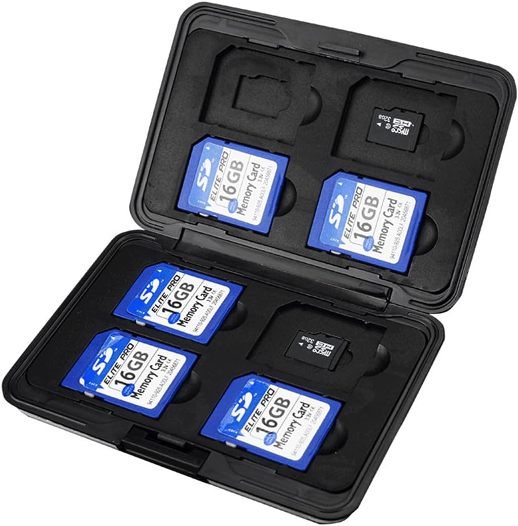 NUZAMAS Memory Card Storage Box Aluminum Shock Resistant Carrying Box Memory Card Case Holder 8 Slots for SD SIM CF NANO TF Cards Black image number 6