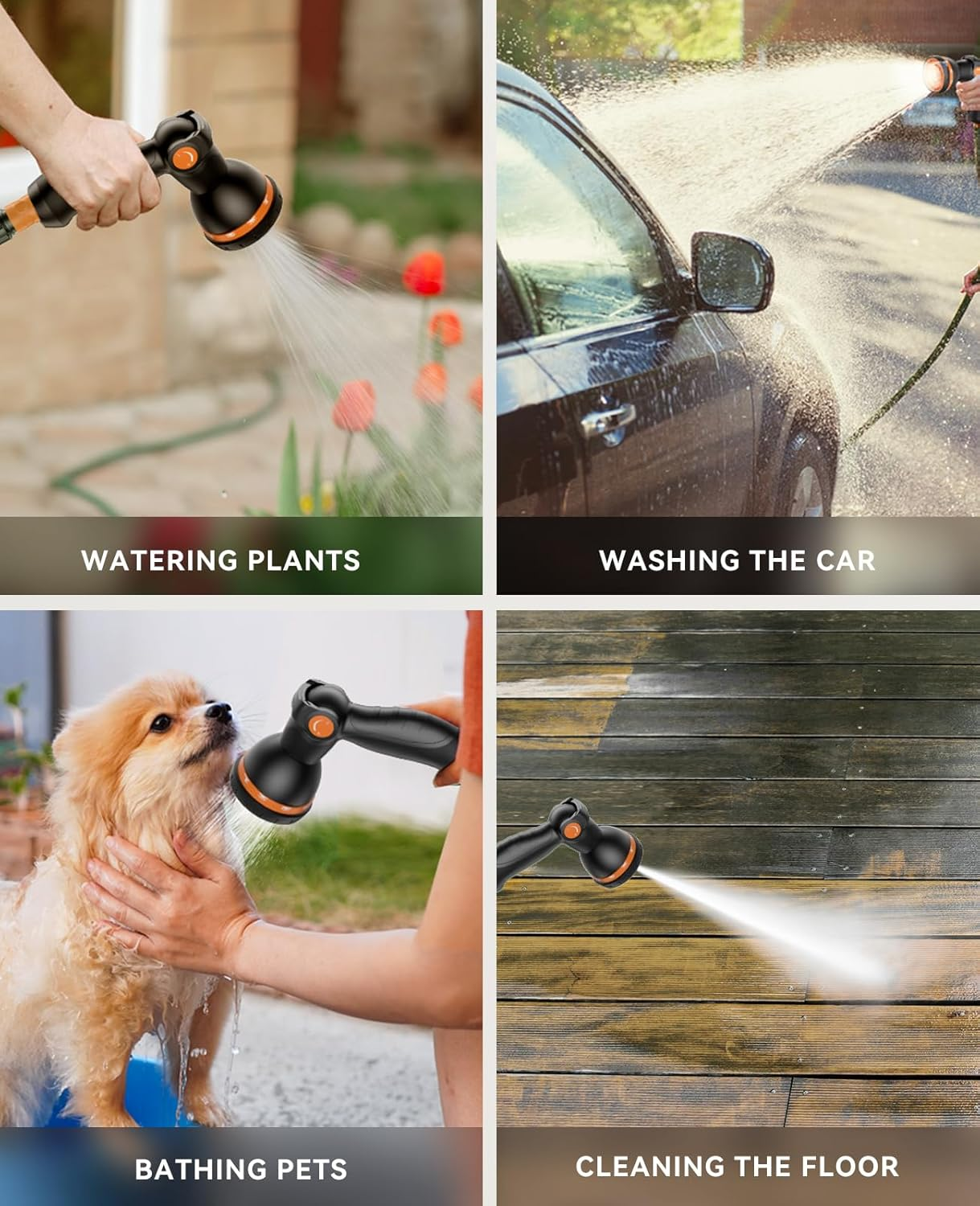 SUNPOW Retractable Garden Hose Reel - 25M Wall Mounted Hose Reel, 10 Function Sprayer Nozzle - Any Length Lock, Auto Rewind System, 180&deg;Swivel Bracket- Grey image number 3