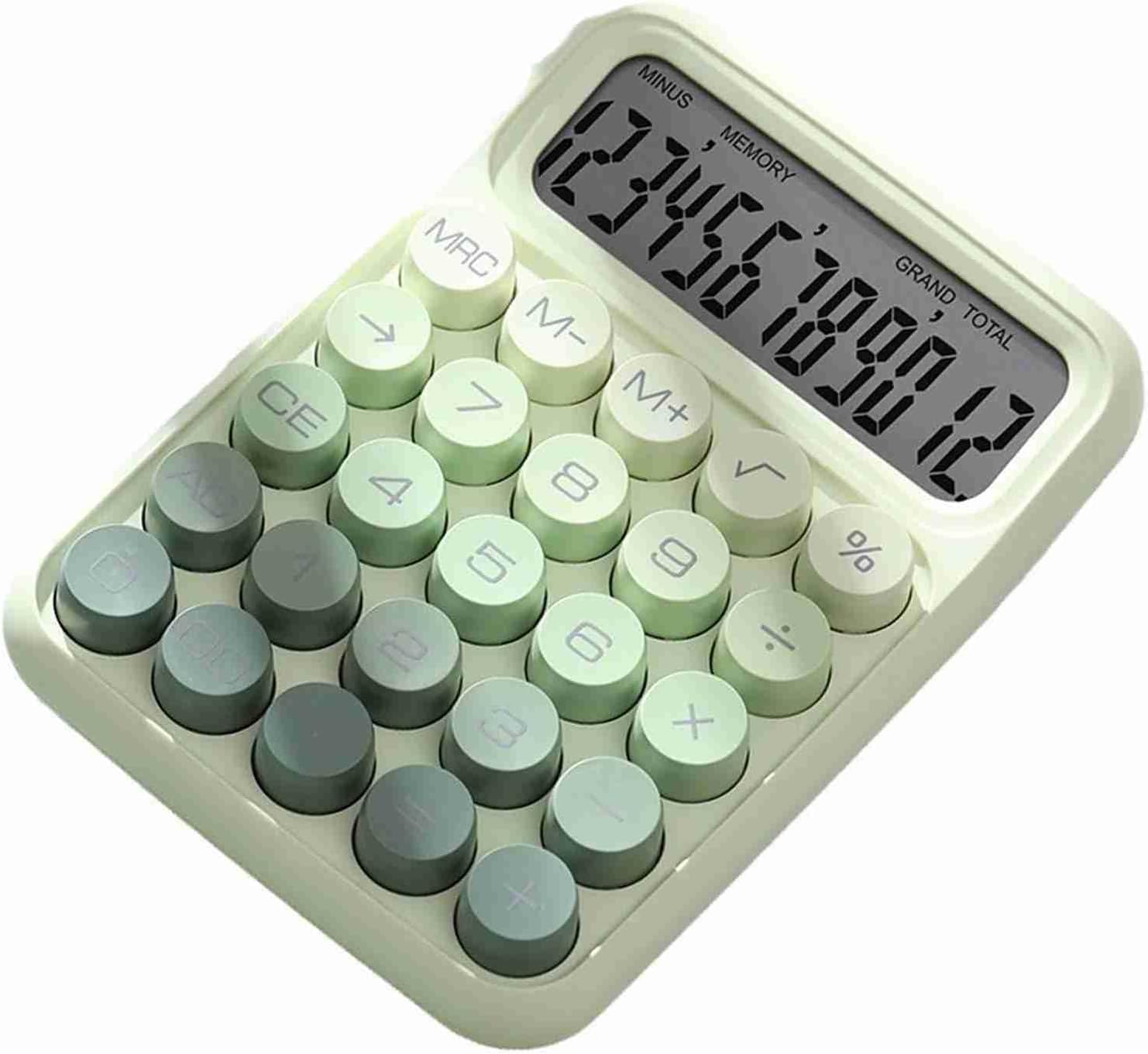 Fafeicy 12 Digit Pink Desktop Calculator Large Button Cute Office Calculator for Students and Accountants (Green) - Green image number 6
