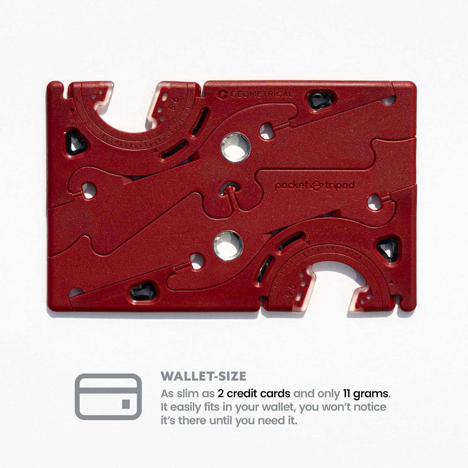 GEOMETRICAL Pocket Tripod Prov2 - Card-Size Stand, for Iphone, Blood Red Universal Kit - Blood Red image number 4