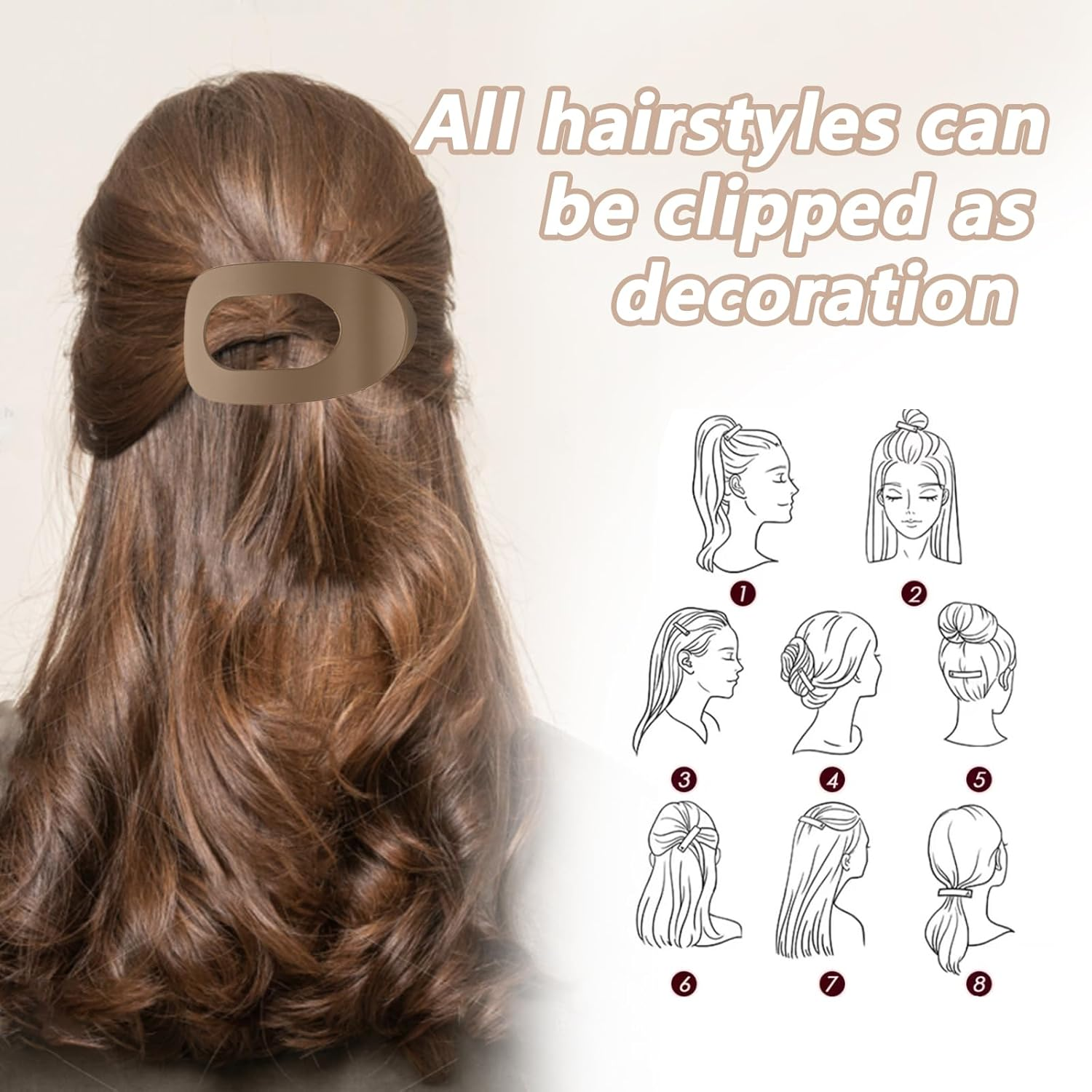 Tenalucy Set of 4 Hair Clips, Matte Hair Clips, Women'S Hair Claw Clips, Non-Slip Hair Clips for Women, French Hair Clips Set, Strong Hold, Plastic, French, Double Row Teeth (4 Colours) image number 3