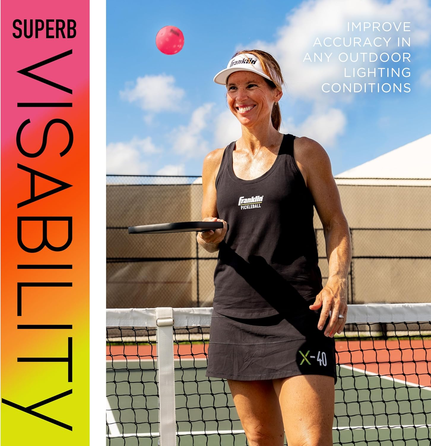 Franklin Sports Outdoor Pickleballs - X-40 Pickleball Balls USA (USAPA) Approved 12 Pack outside Pink US Open Ball