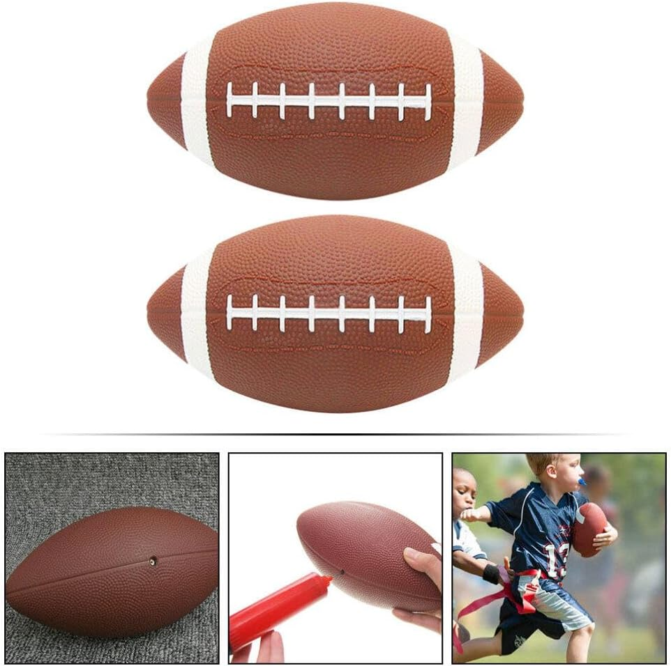 2Pcs American Football, Leather Football Football Rugby Ball College Football for Outdoor image number 1