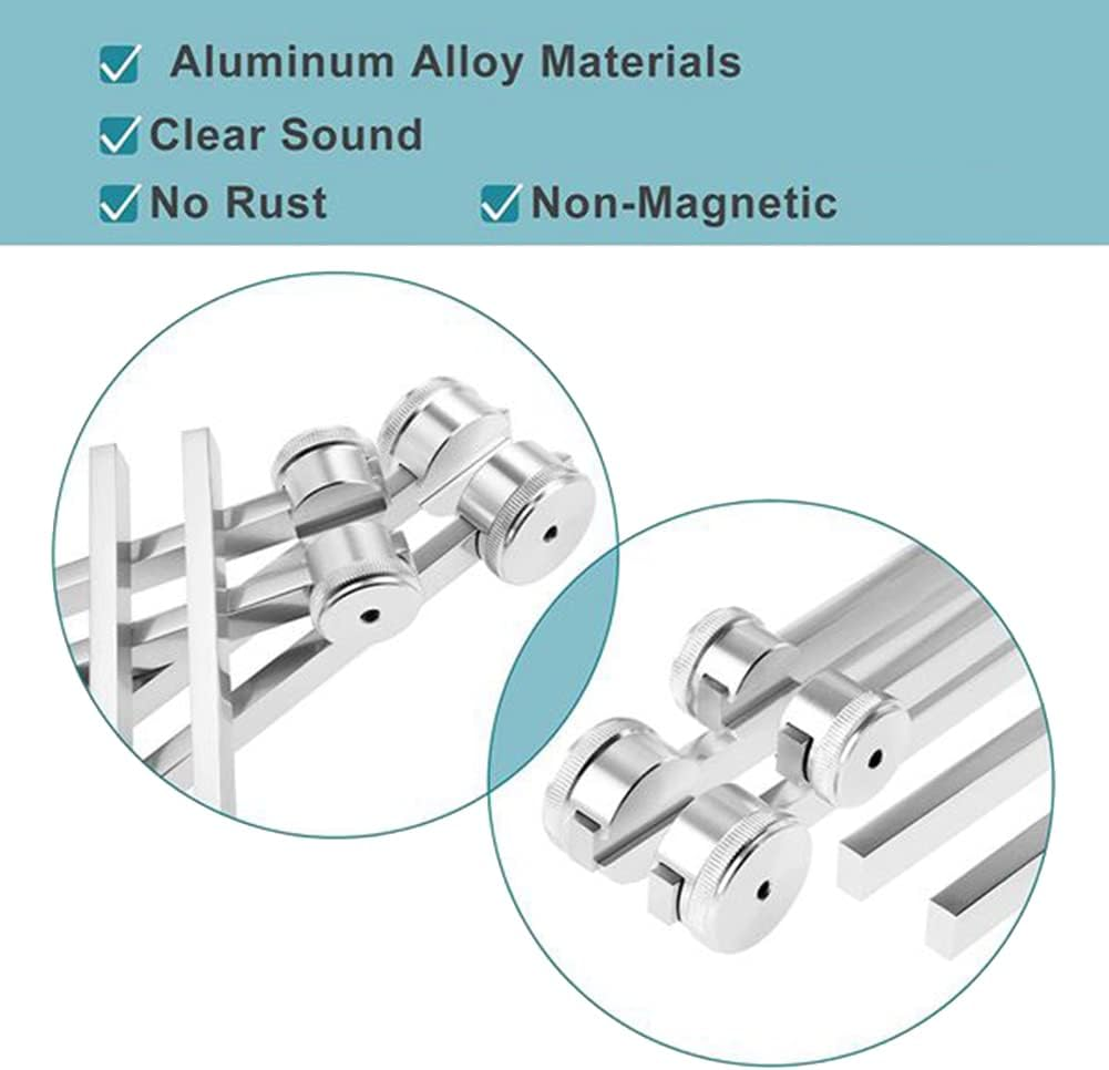 4 Pack Tuning Fork Set(128Hz, 256Hz, 512Hz) with Tuning Fork Hammer for Sound Sound Vibration Tool with Base,Silver image number 2