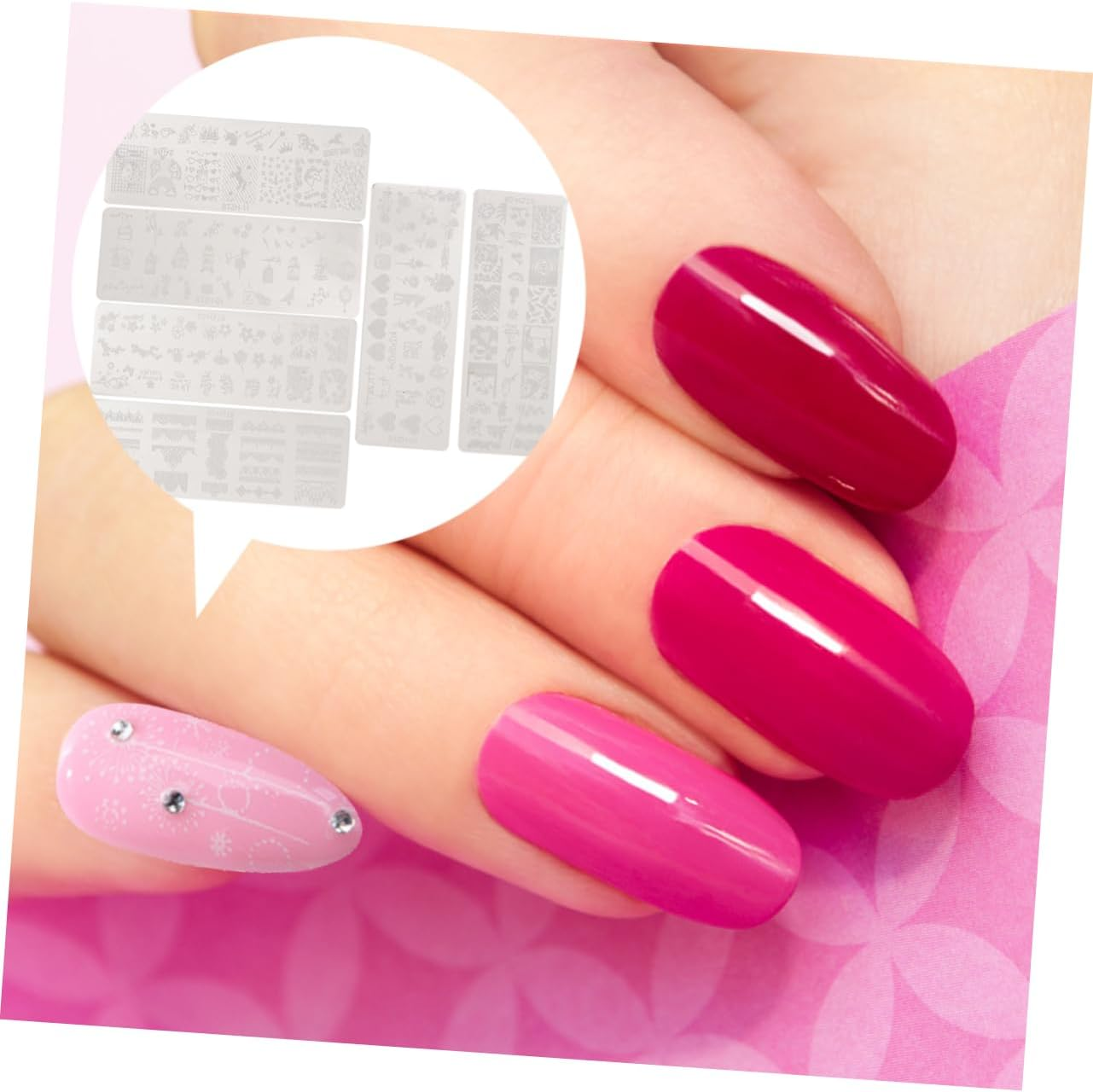 IWOWHERO 6Pcs Nail Art Stamping Plates Steel Nail Templates Deeply Carved Patterns for DIY Manicure Suitable for Beginners and Professionals image number 5