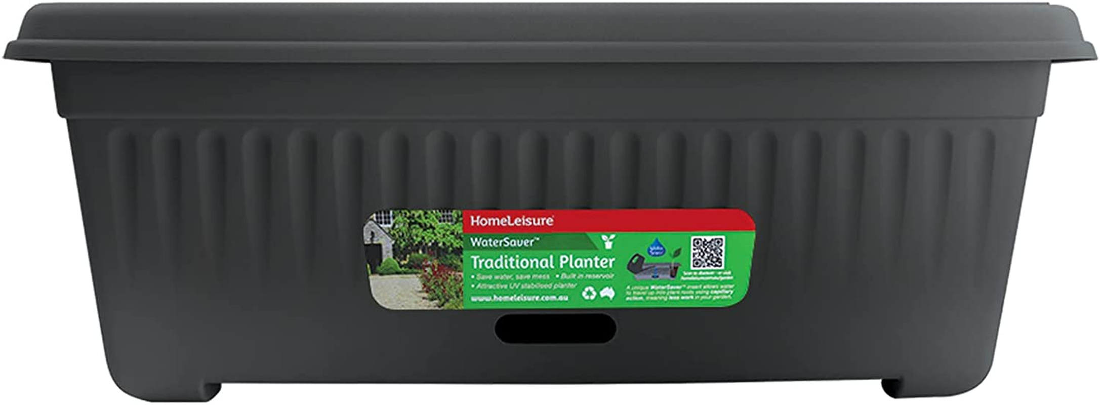 Home Leisure Rectangular Traditional Water Saver Planter, 480 Mm Size, Charcoal