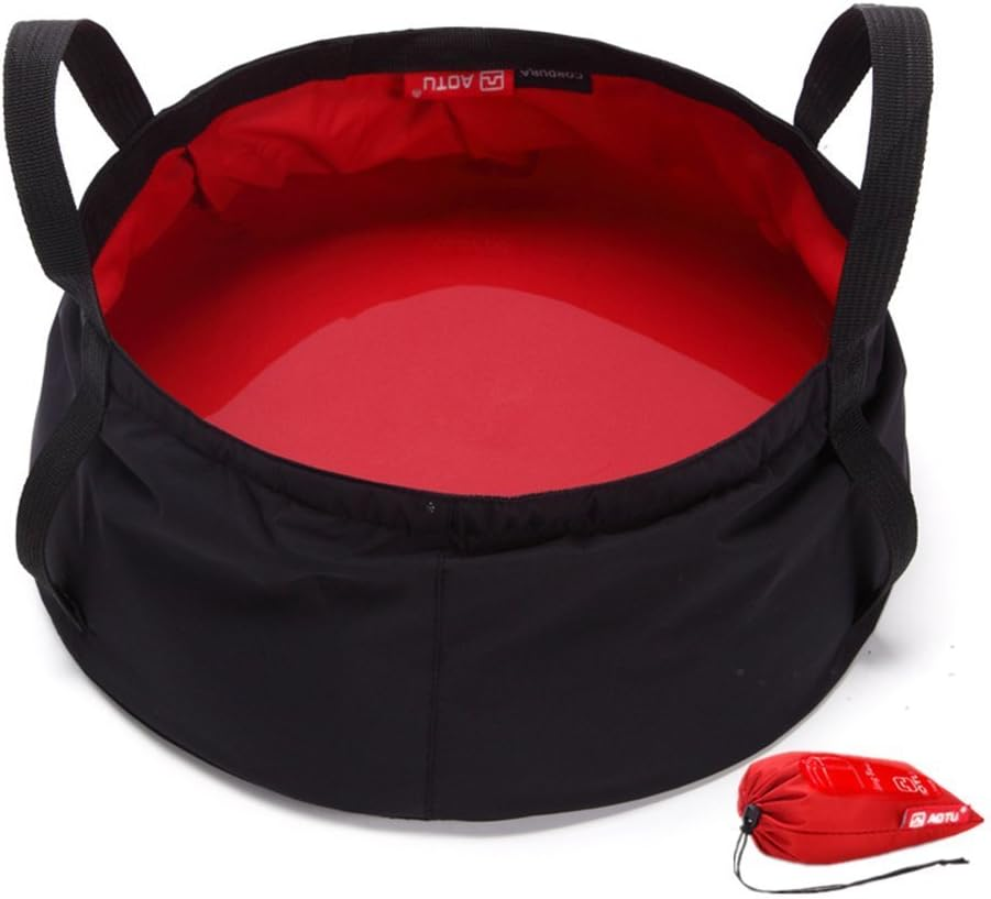 Winise 7L Lightweight Portable Folding Wash Basin Wash Bowl Multi-Functional Collapsible Bucket Water Bag Water Storage Collapsible Carrying Pouch Handle Bag for Outdoor Traveling Camping Hiking Fishing (Blue/Green/Red)