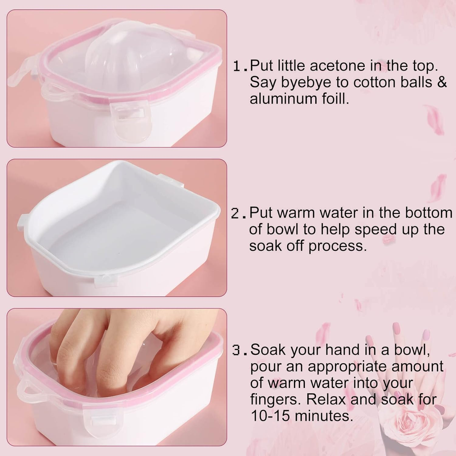 (2 PCS) - 2Pcs Nail Soaking Bowl, Double Layer Manicure Bowls, Upgrade Thicken Acetone Soaking Bowls, Soak off Gel Polish Remover Bowl for Acrylic Nails image number 6