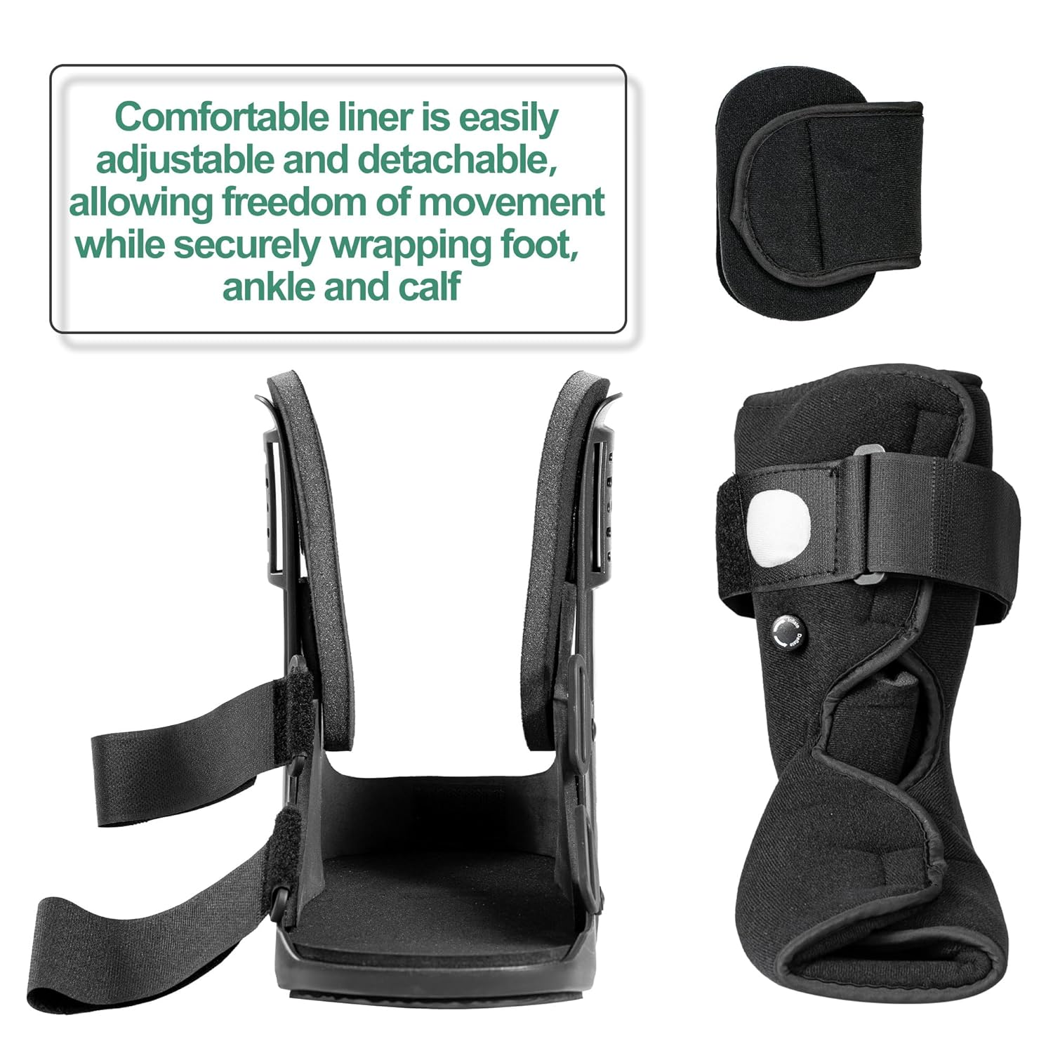 Jewlri Air Walking Boot Fracture Boot Short Walker Protective Boot Fits Left or Right Foot Ankle for Injuries Fractures Sprains Black M image number 6