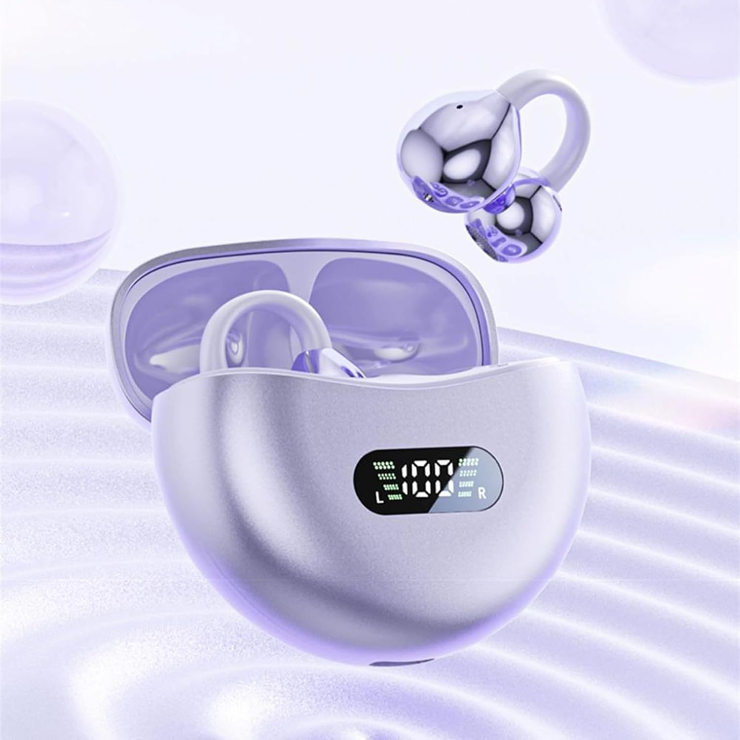 Yulokdwi Open Ear Headphones | Wireless Bone Conduction Headphones - Noise Cancelling Led Display Comfortable Waterproof Headset for Workout Running outside Sleep Working image number 2