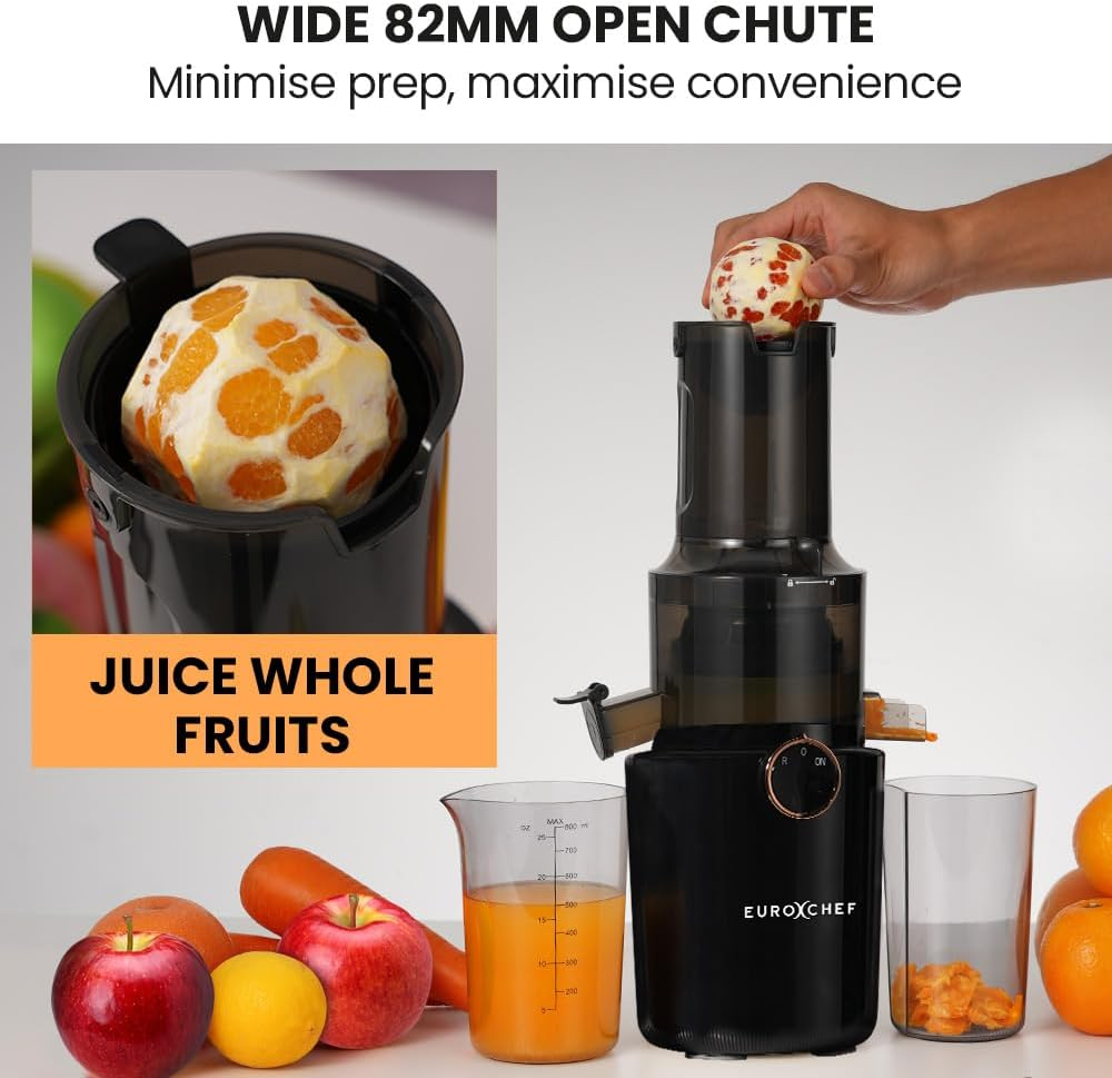 Eurochef Cold Press Slow Juicer Machine, Large Chute, 200W, Charcoal Grey image number 2