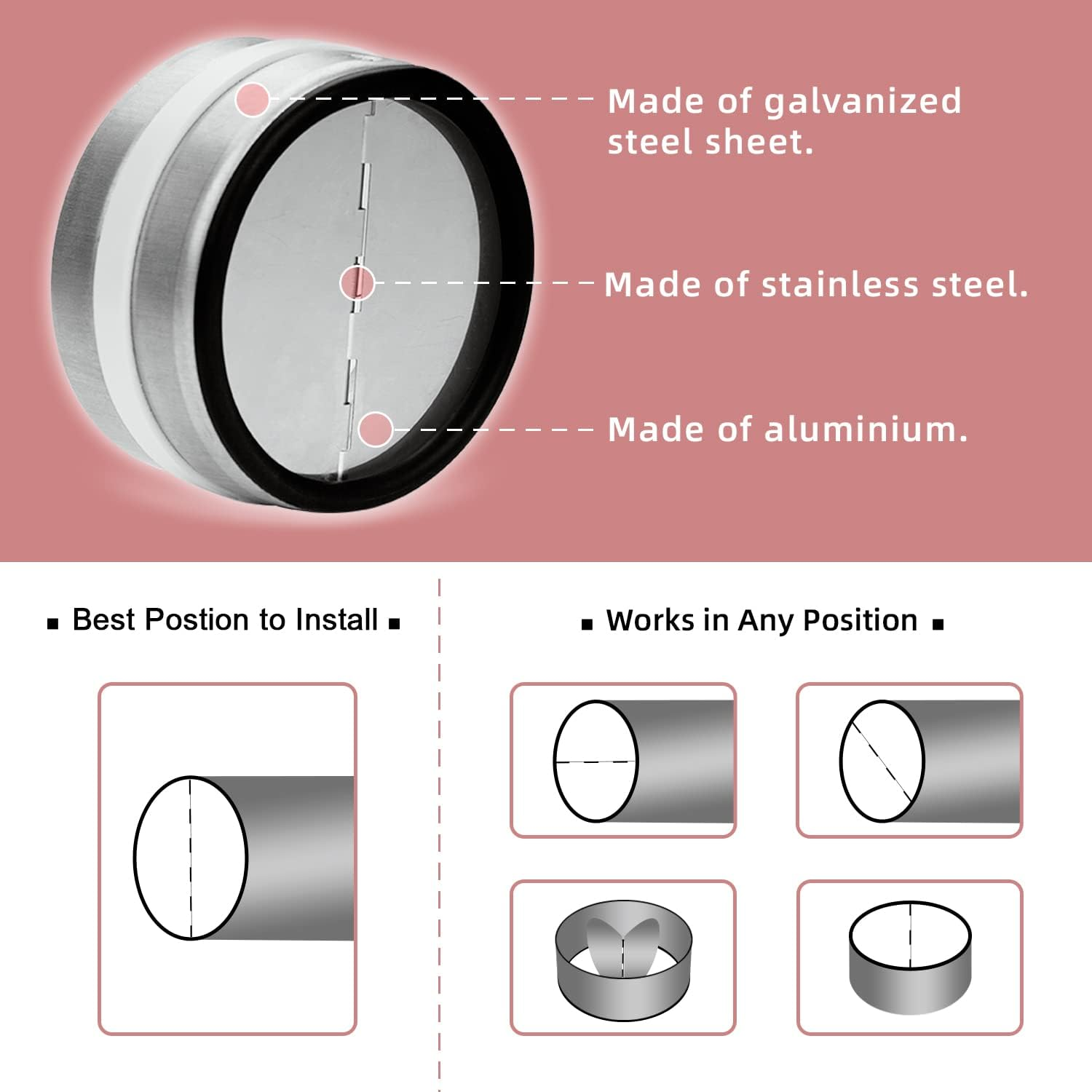 Wecooper 150Mm - 6 Inch Connector with Backdraught Shutter, Non-Return Damper Flap to Connect Duct Pipe or Flexible Hose Pipe image number 1