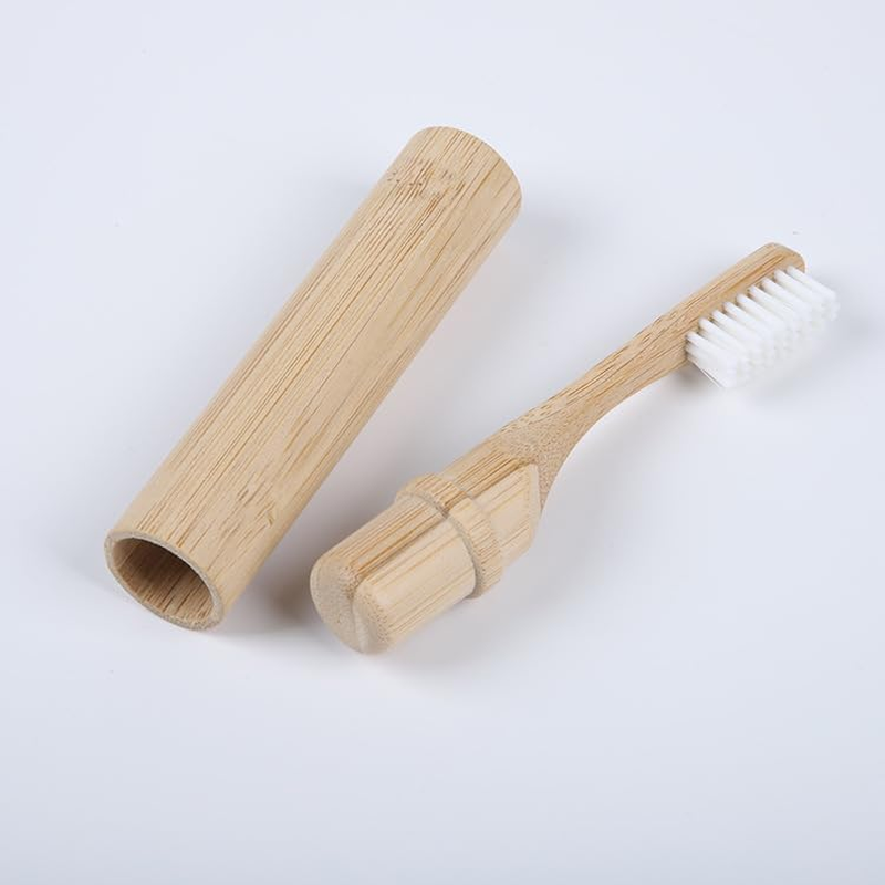 Bamboo Tube Travel Toothbrush, Screw in Bamboo Toothbrush Kit, Environmentally Friendly and Compact, Easy to Use Anytime, Anywherebeige12.2 * 2.2Cm