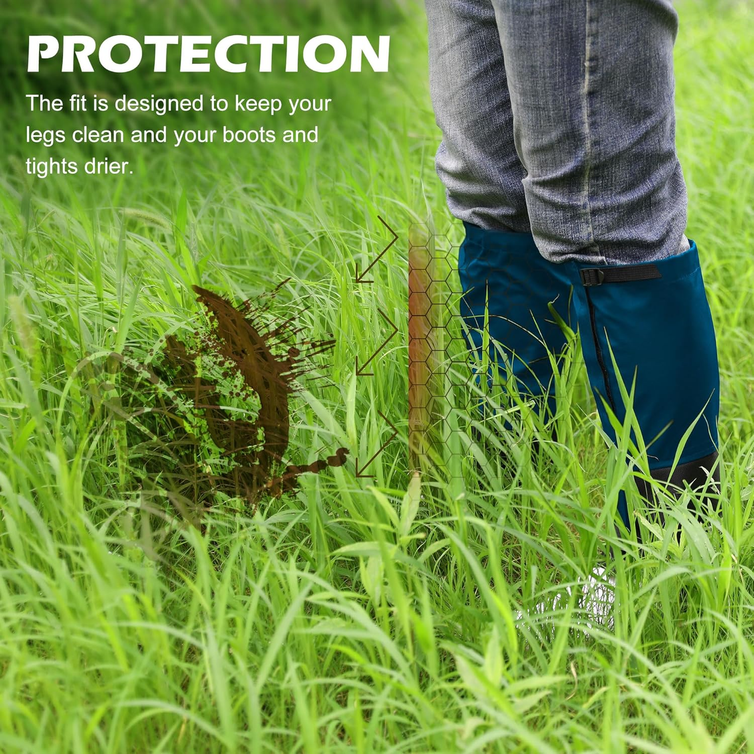 Tlswshsy Trimmer Brush Leg Gaiters-Waterproof Leg Guards for Trimming-Adjustable Lawn Care Leg Protection for Men and Women - Blue image number 3